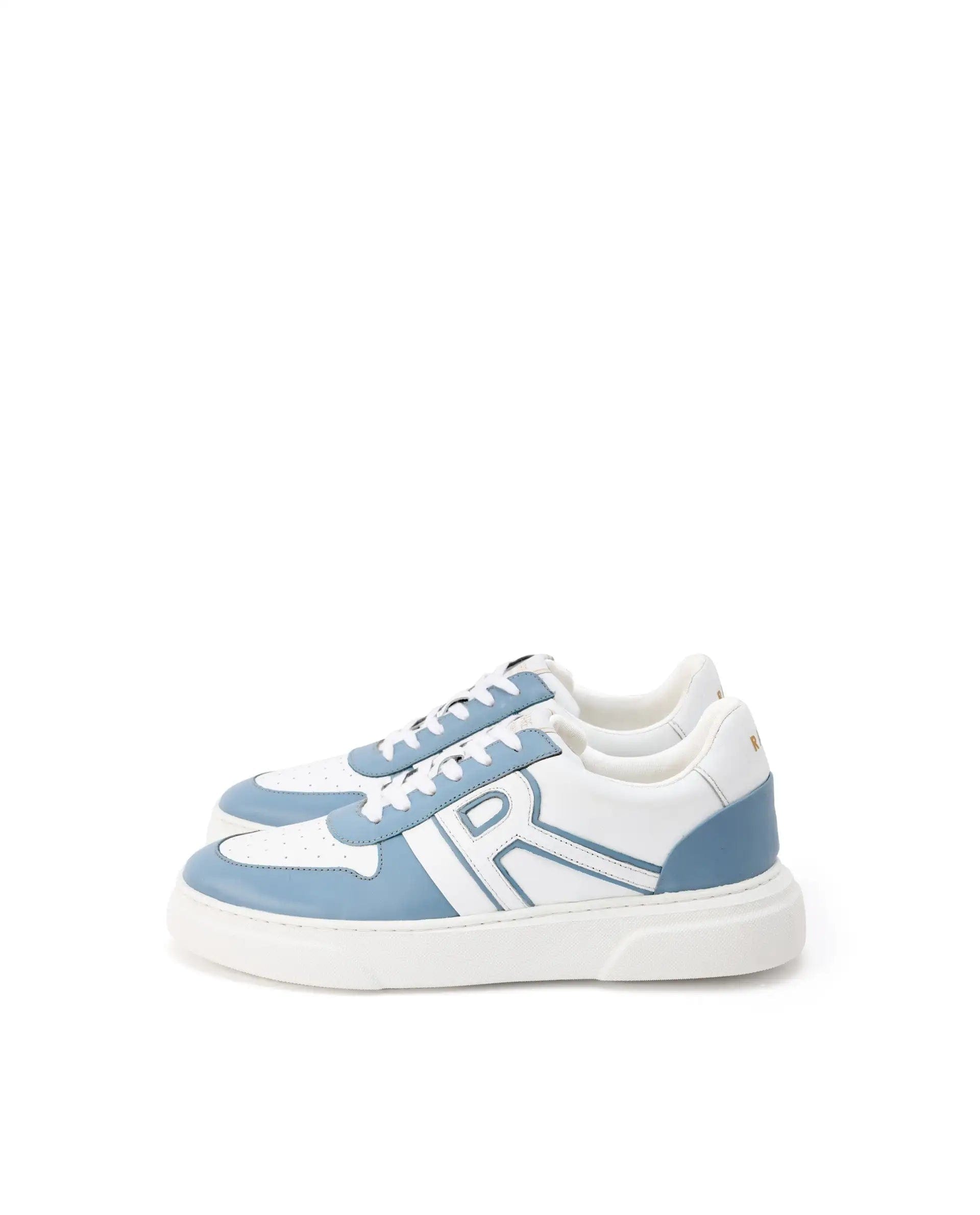 RAREZ Rare Rabbit Mens Cygnus Pro White Genuine Leather Dual Tone Low - Top Lace - Up Sneaker Shoe