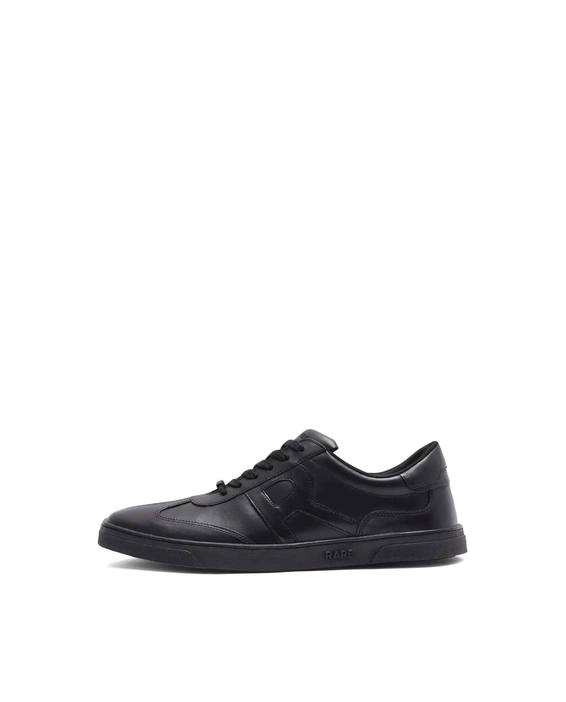 RAREZ Rare Rabbit Mens Merc Black Round Toe Genuine Leather Lace Up Low Top Sneaker Shoes