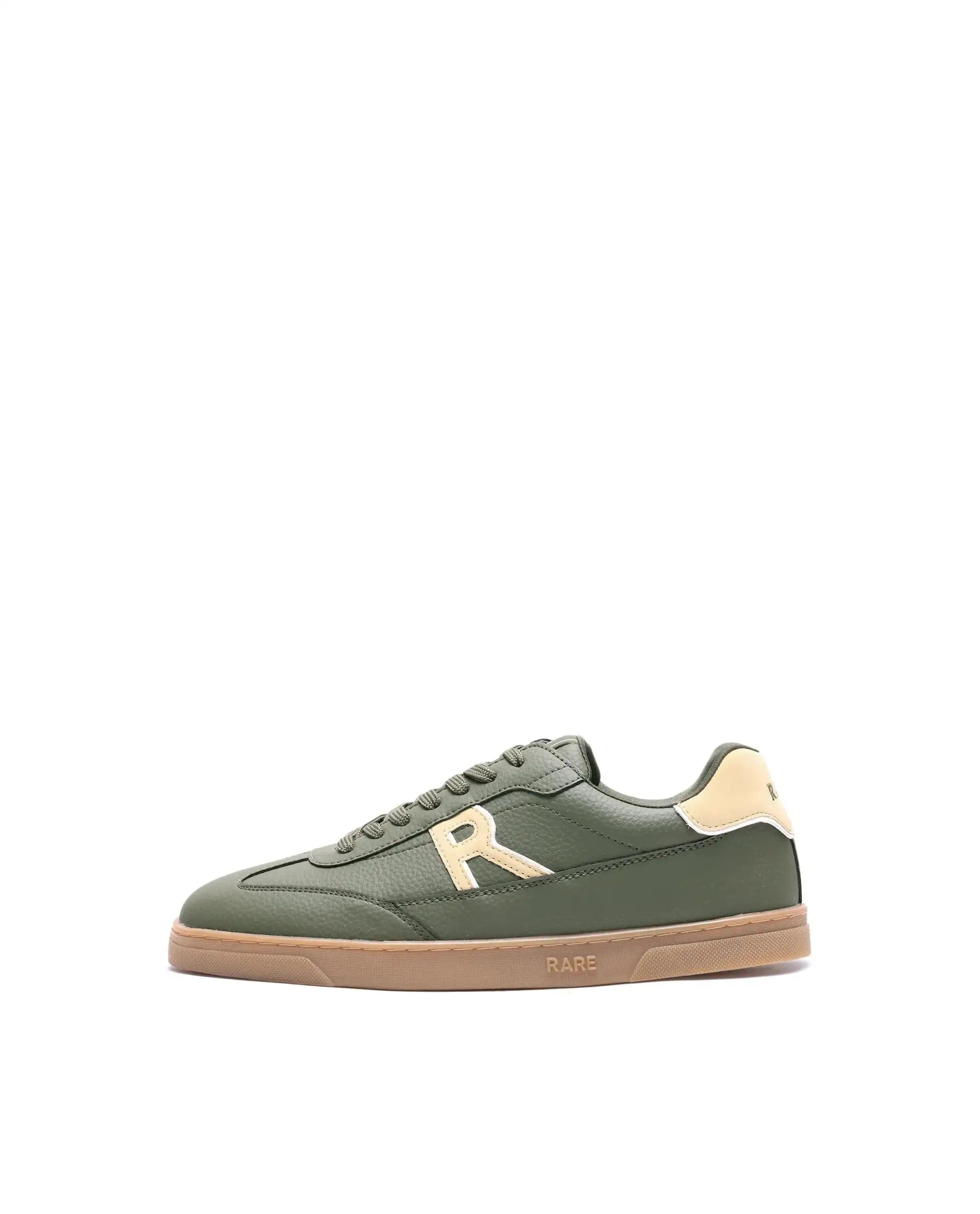 RAREZ Rare Rabbit Men's Athens Dark Olive Micro Leather Sneaker