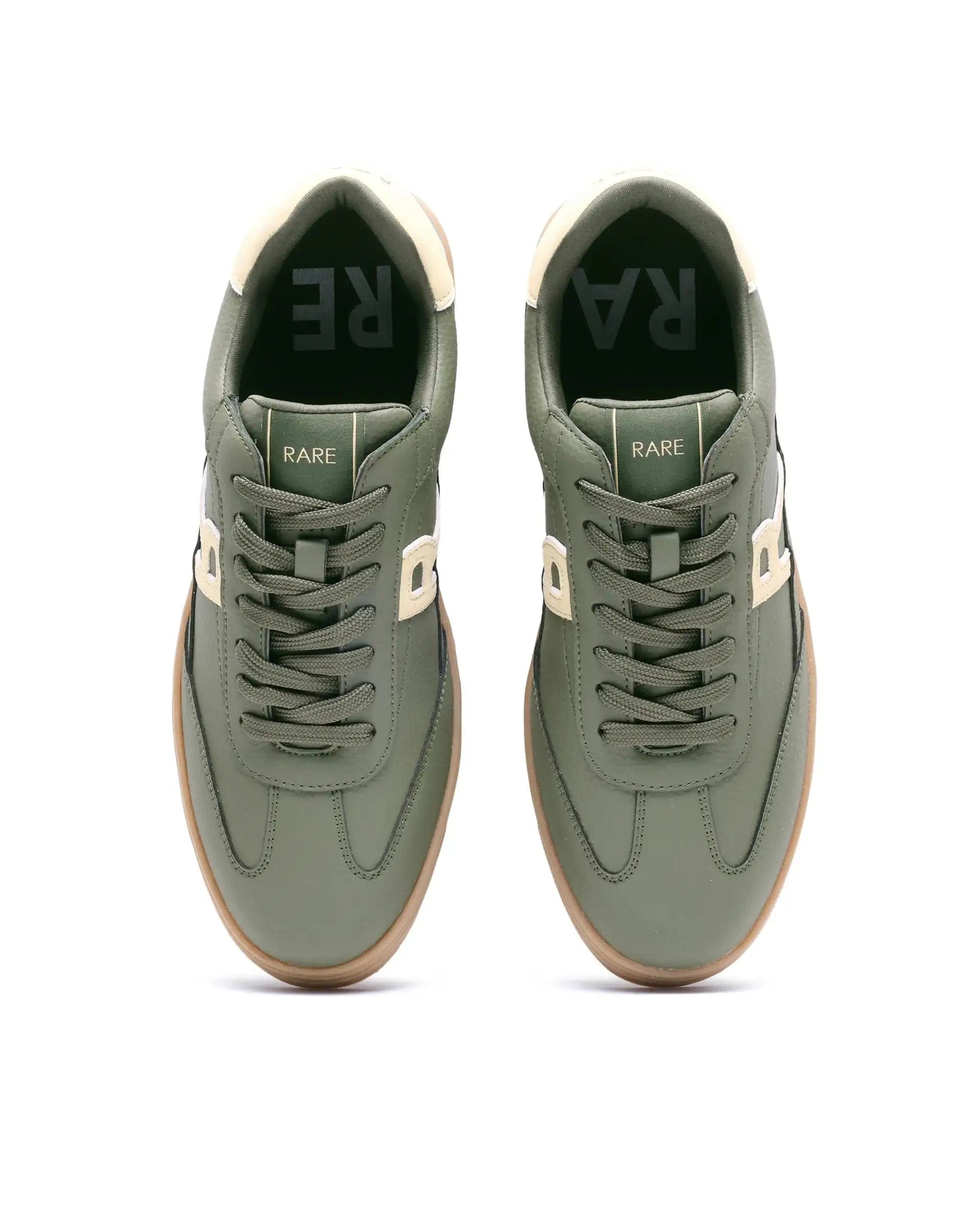RAREZ Rare Rabbit Men's Athens Dark Olive Micro Leather Sneaker