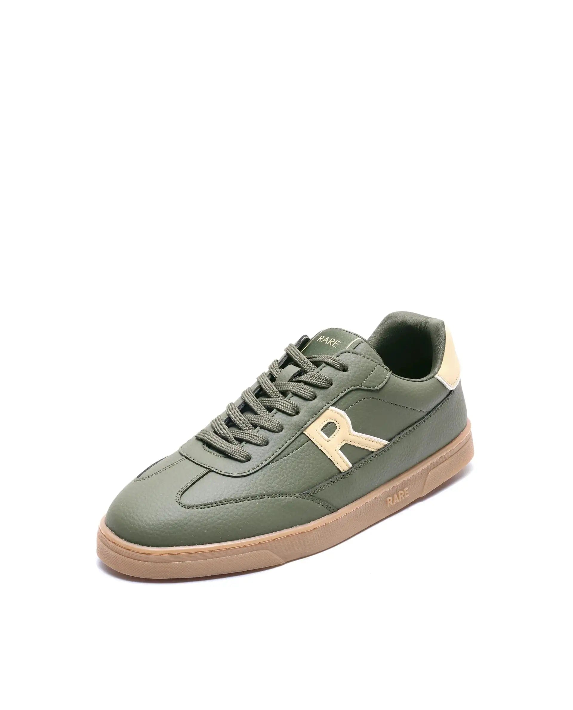 RAREZ Rare Rabbit Men's Athens Dark Olive Micro Leather Sneaker
