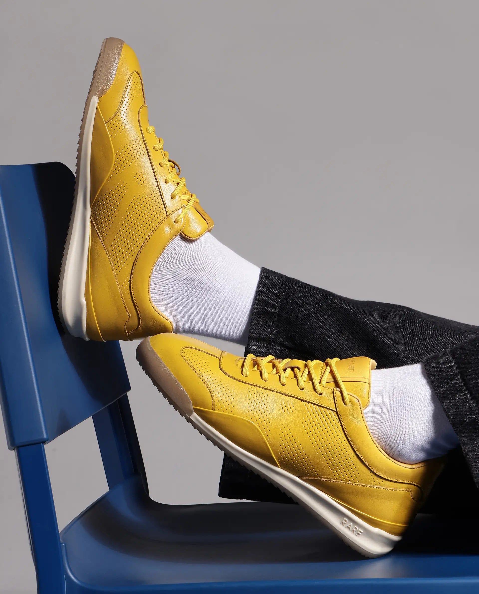 RAREZ Rare Rabbit Men's Cryon Yellow Leather Sneaker