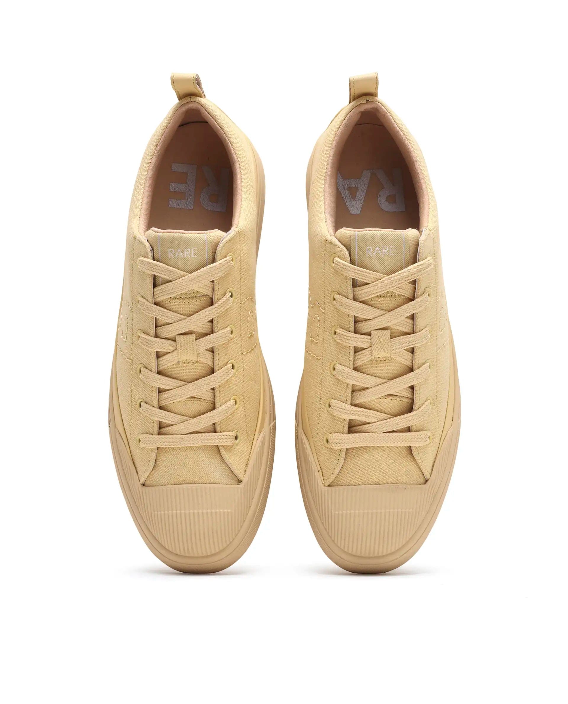 RAREZ Rare Rabbit Men's Sauron Wave 60 Light Yellow Micro Leather Sneaker