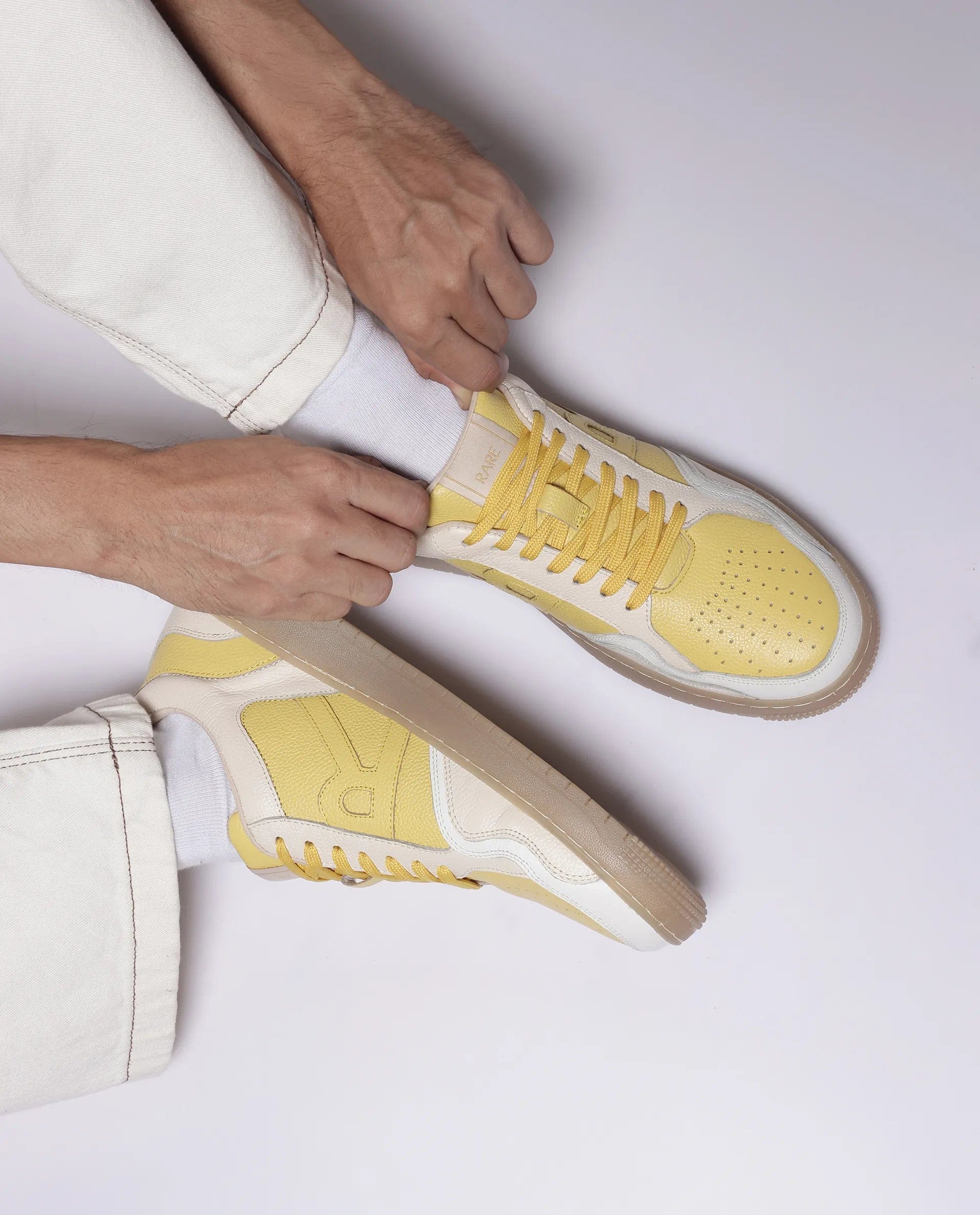 RAREZ Rare Rabbit Men Edamon Yellow Leather Lace - Up Sneaker