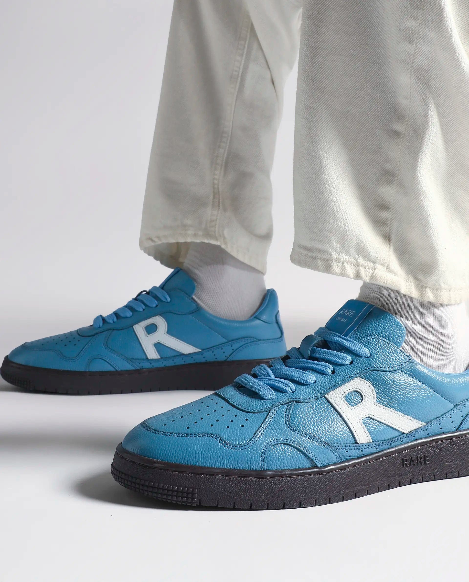RAREZ Rare Rabbit Men's Kepler Blue Genuine Leather Low - Top Lace - Up Sneaker Shoes