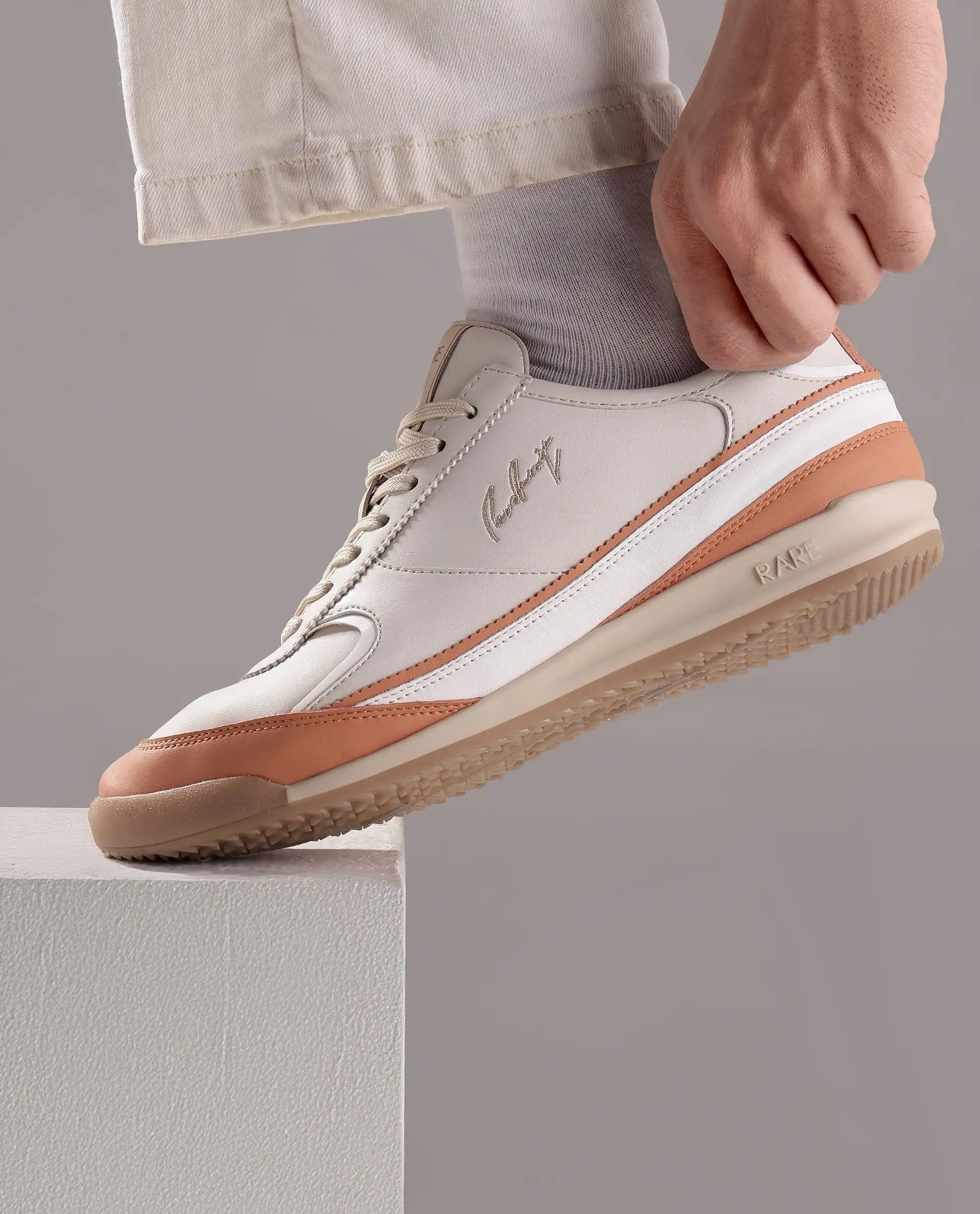 RAREZ Rare Rabbit Men's Omex Orange Micro Fiber Sneaker