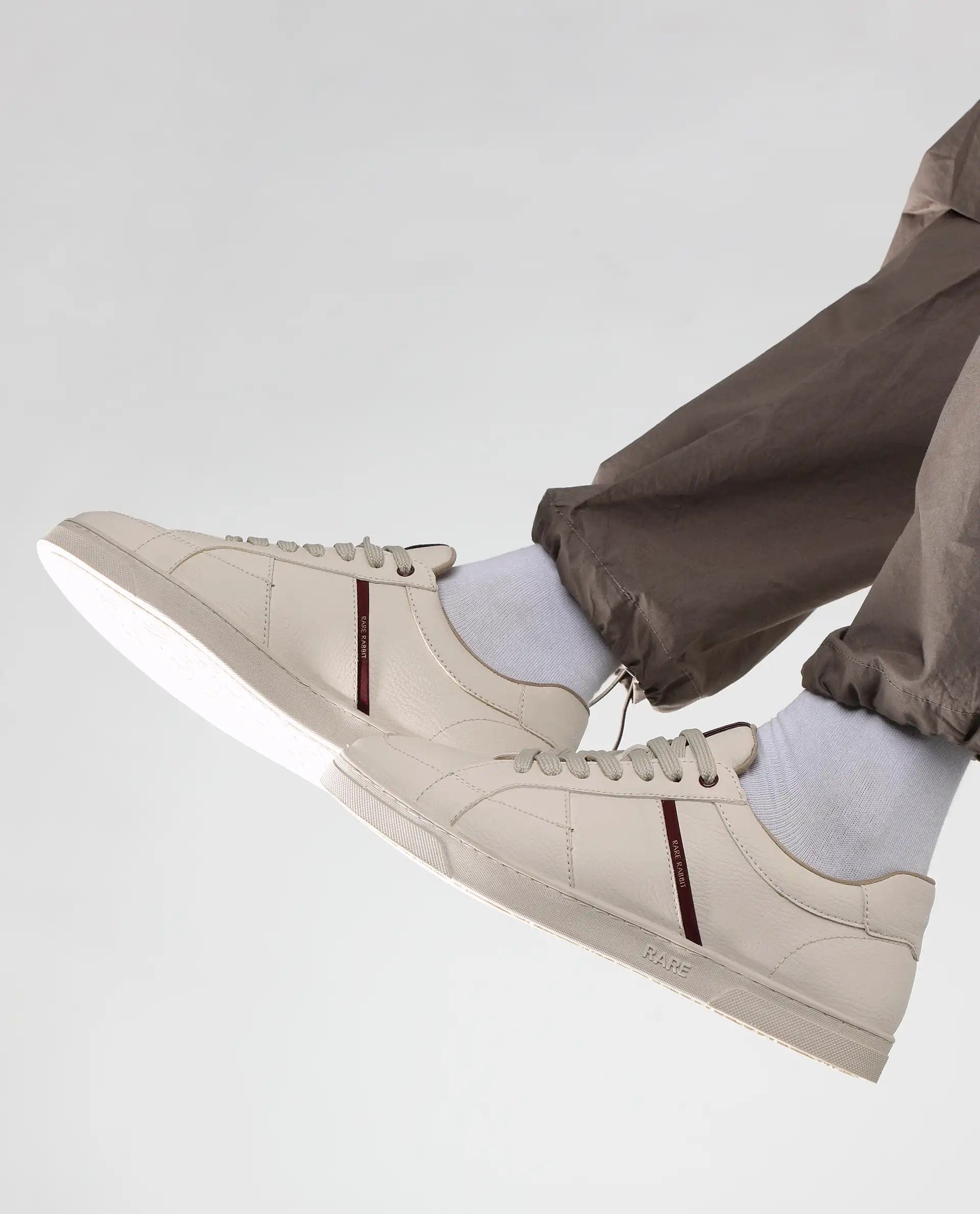 RAREZ Rare Rabbit Men's Lunar Light Beige Micro Fiber Leather Sneaker