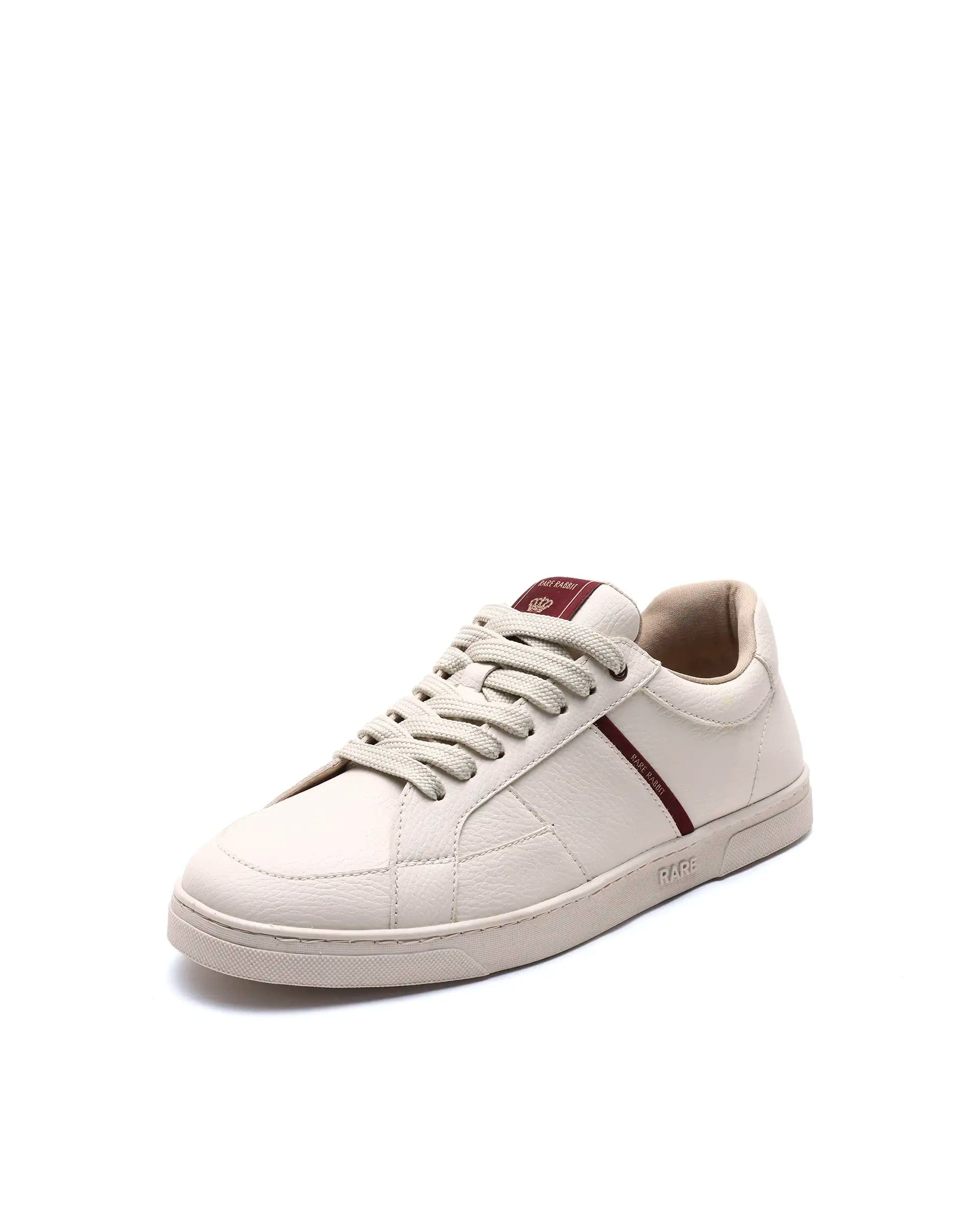 RAREZ Rare Rabbit Men's Lunar Light Beige Micro Fiber Leather Sneaker