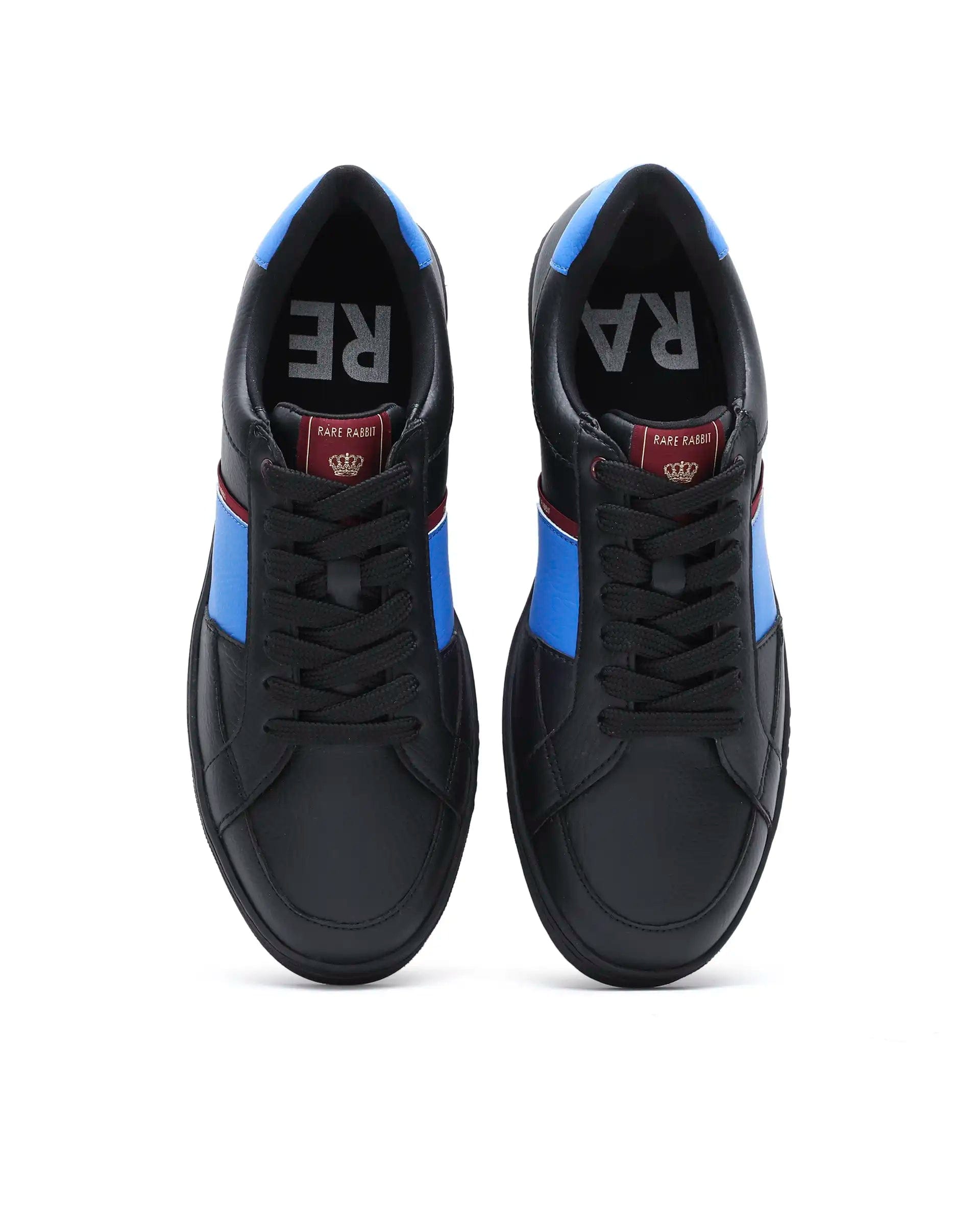 RAREZ Rare Rabbit Men's Lunar Black Micro Fiber Leather Sneaker