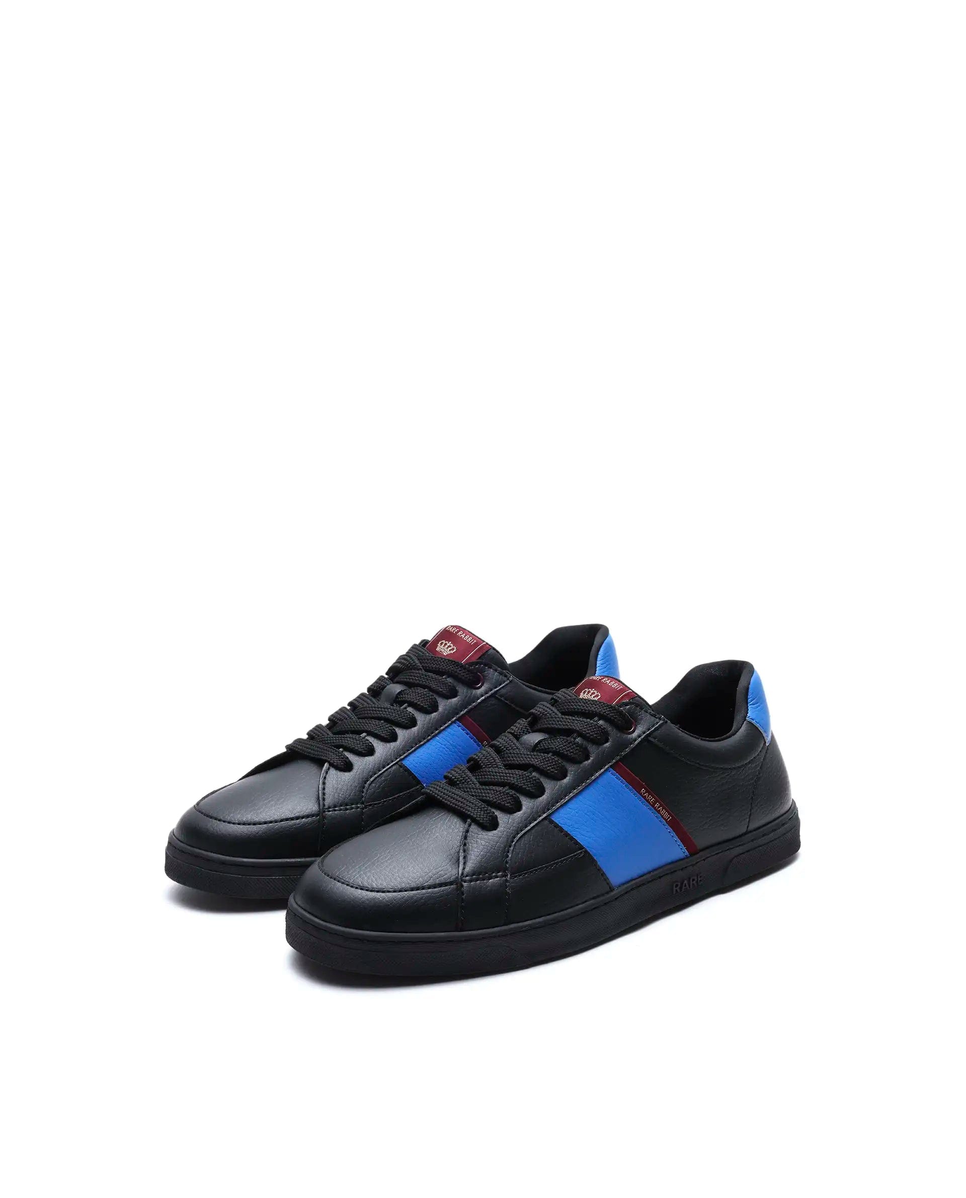 RAREZ Rare Rabbit Men's Lunar Black Micro Fiber Leather Sneaker