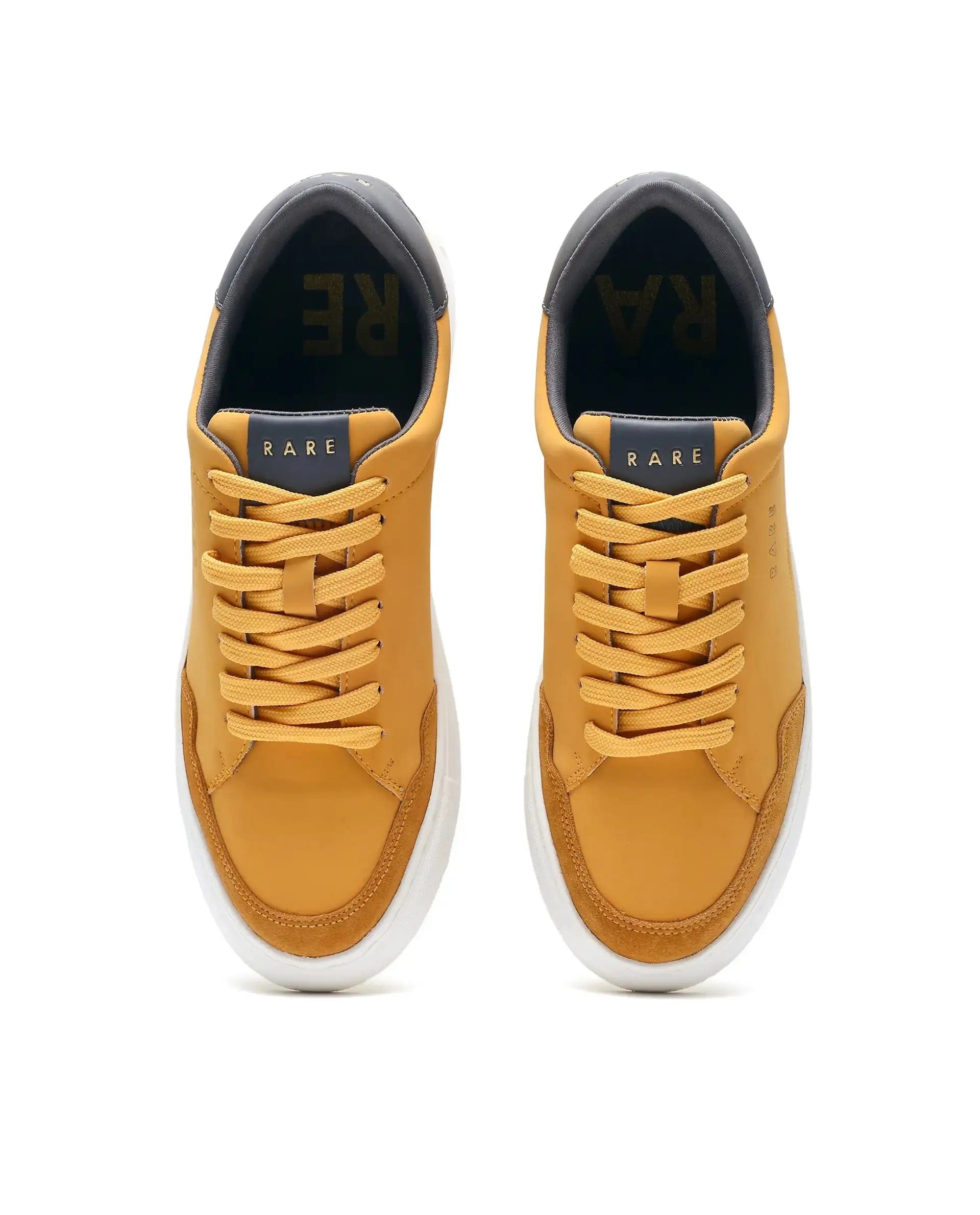 RAREZ Rare Rabbit Men's Mawi Yellow Micro Fiber Causal Sneaker