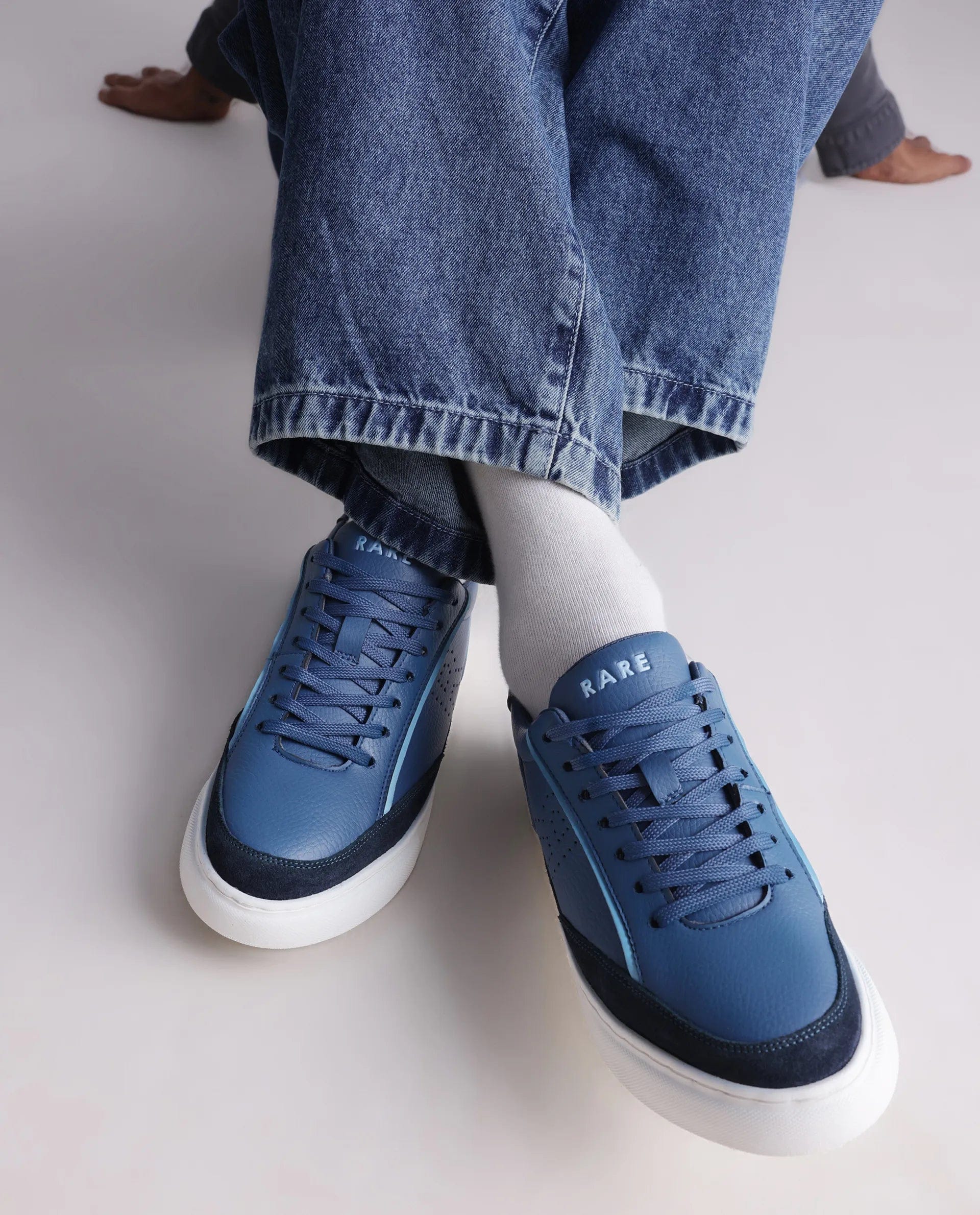 RAREZ Rare Rabbit Men's Kennen Blue Micro Fiber Causal Sneaker