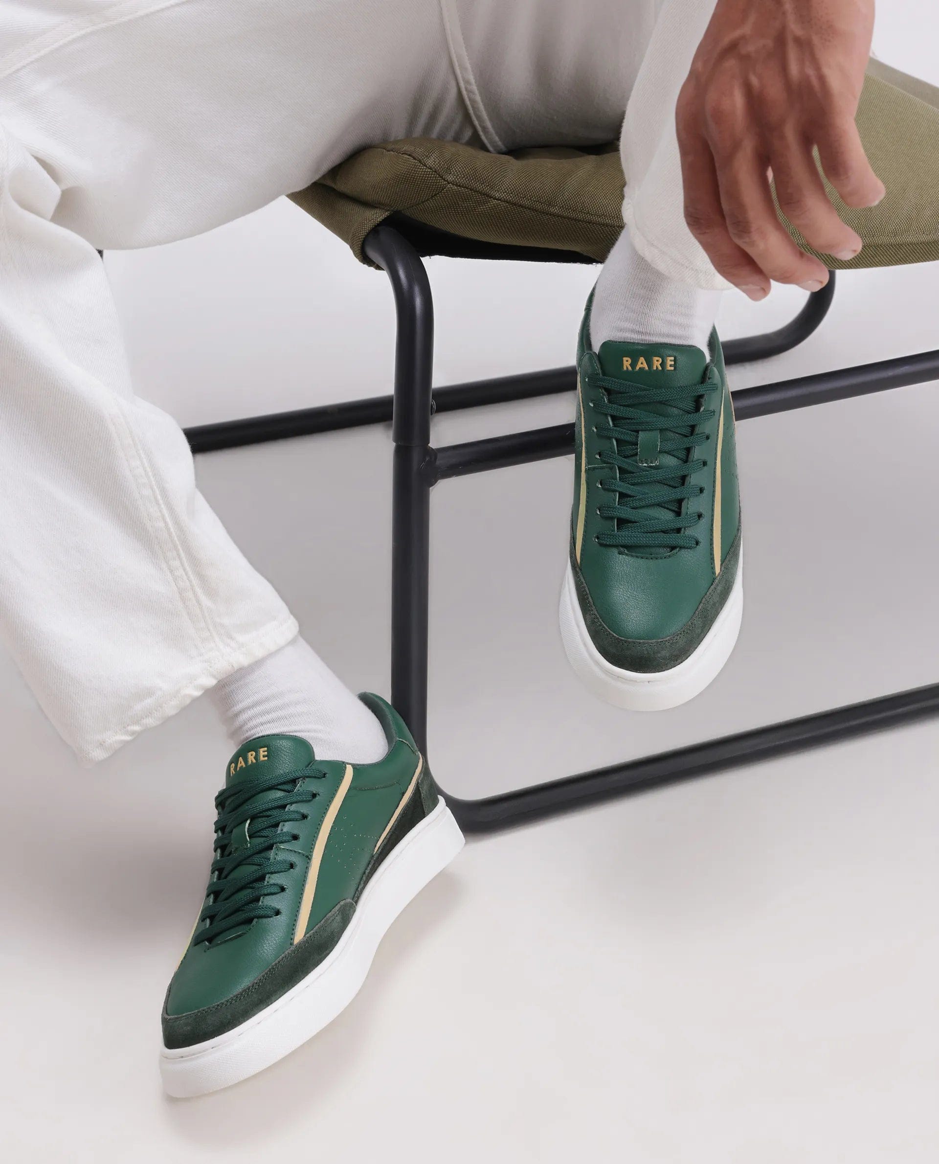RAREZ Rare Rabbit Men's Kennen Dark Green Micro Fiber Causal Sneaker