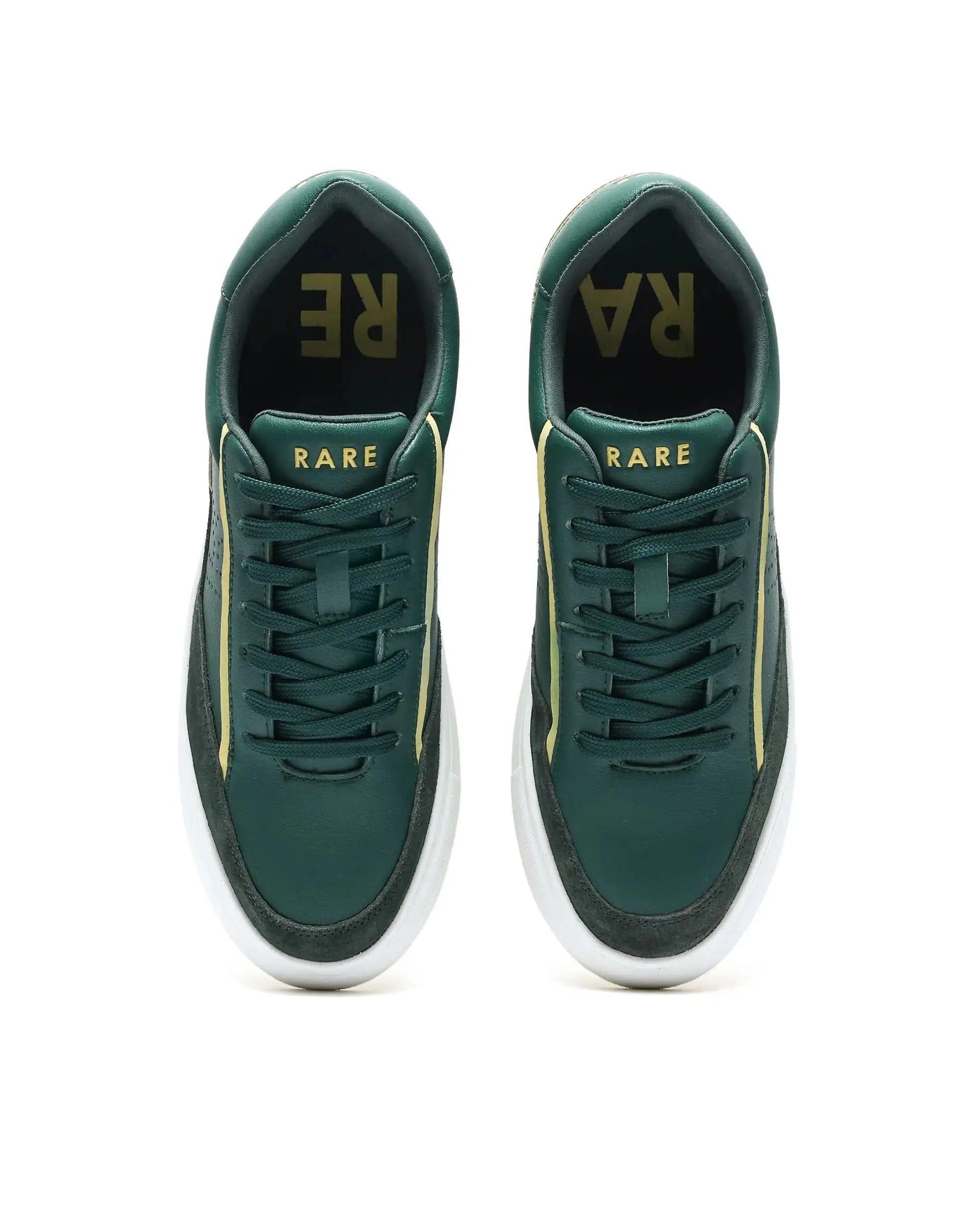 RAREZ Rare Rabbit Men's Kennen Dark Green Micro Fiber Causal Sneaker