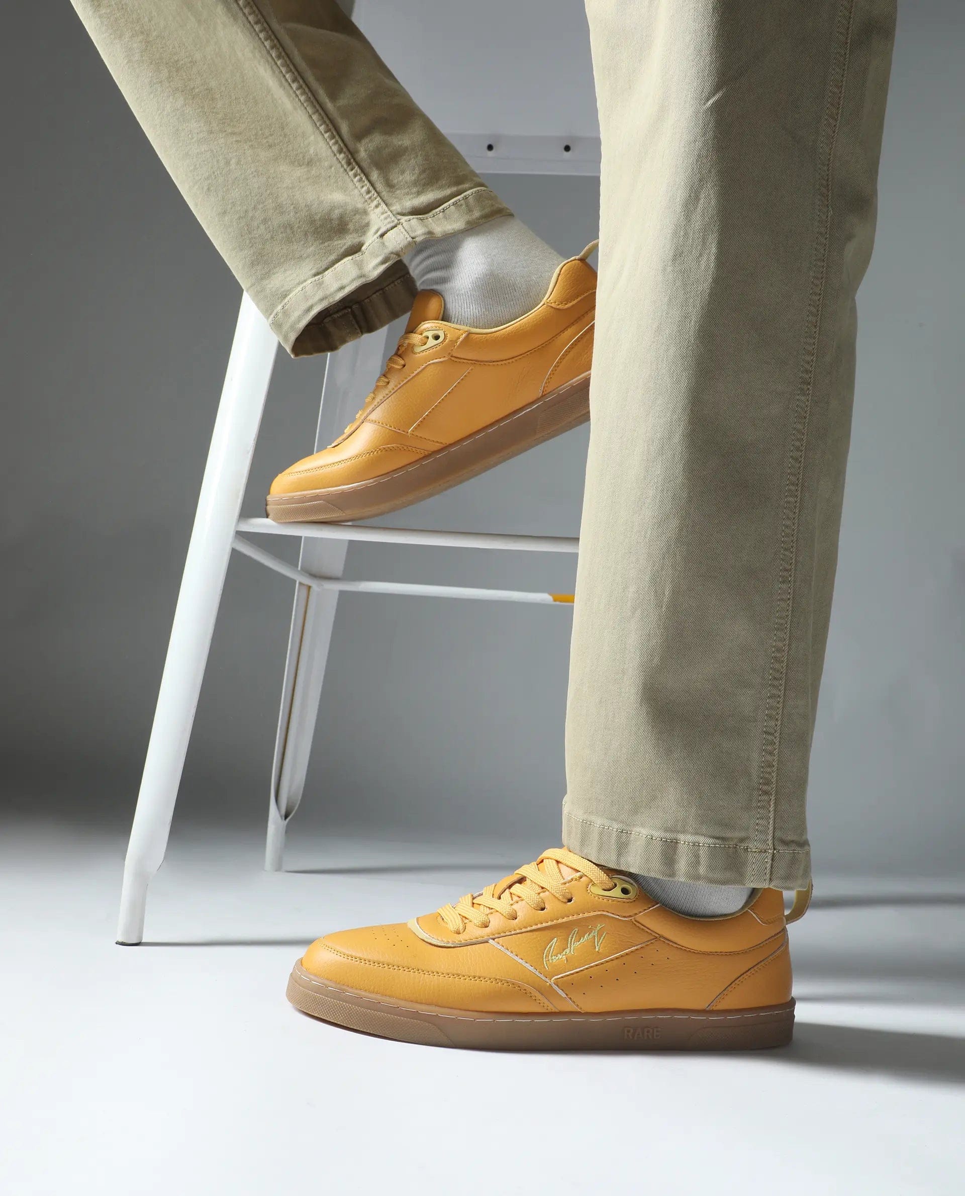 RAREZ Rare Rabbit Men's Garen Mustard Micro Fiber Causal Sneaker