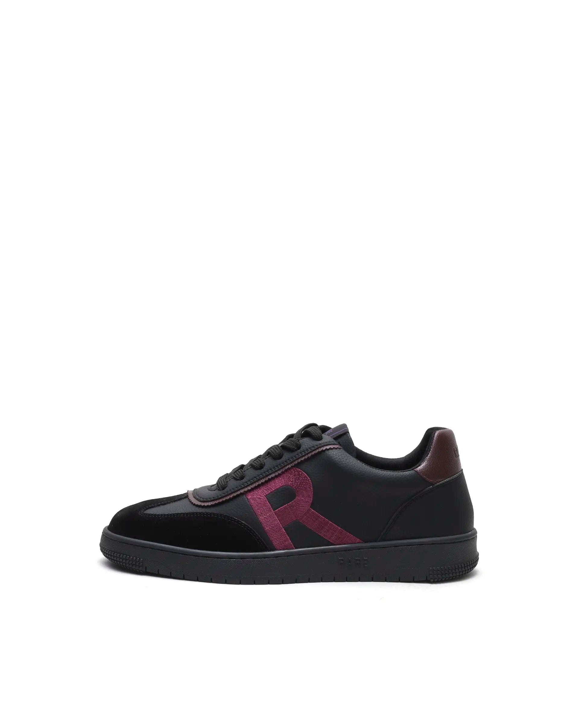 RAREZ Rare Rabbit Men's Embroy Black Micro Leather Sneaker