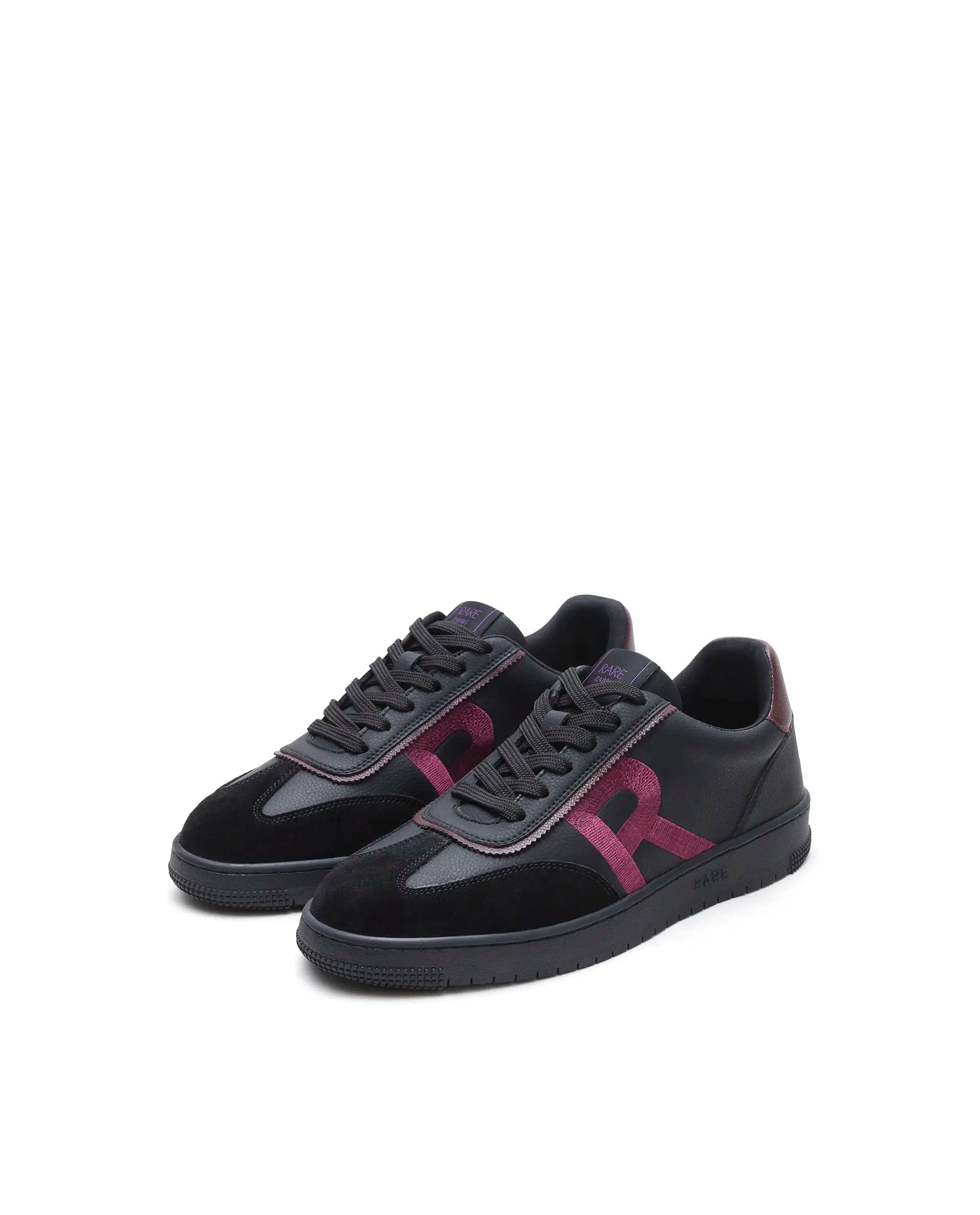 RAREZ Rare Rabbit Men's Embroy Black Micro Leather Sneaker