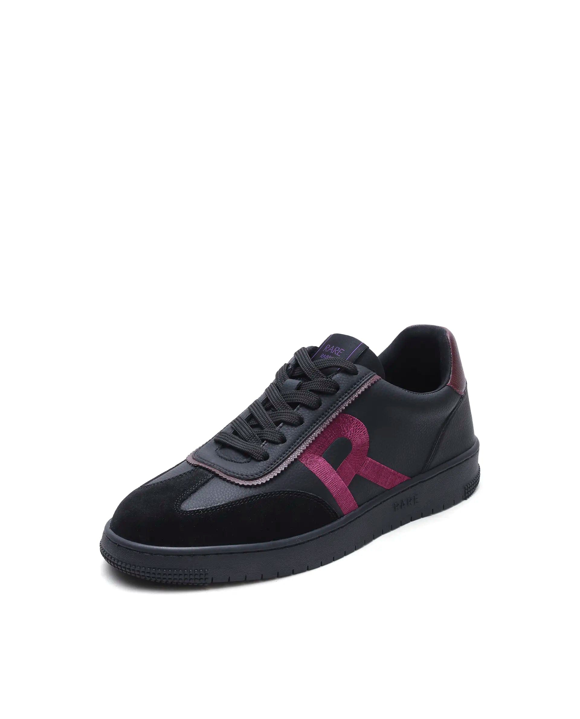RAREZ Rare Rabbit Men's Embroy Black Micro Leather Sneaker