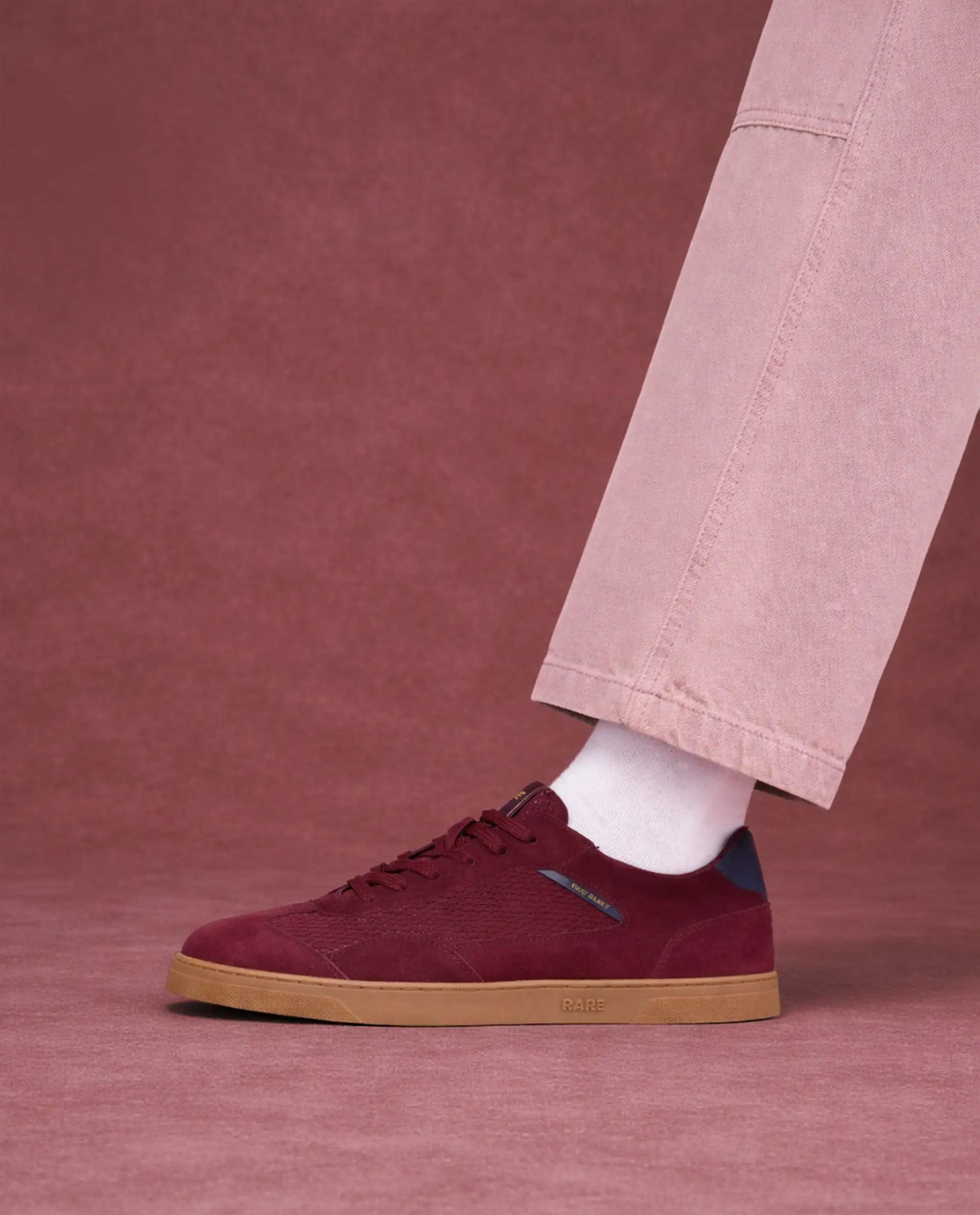 RAREZ Rare Rabbit Men's Zibot Burgundy Suede Sneaker