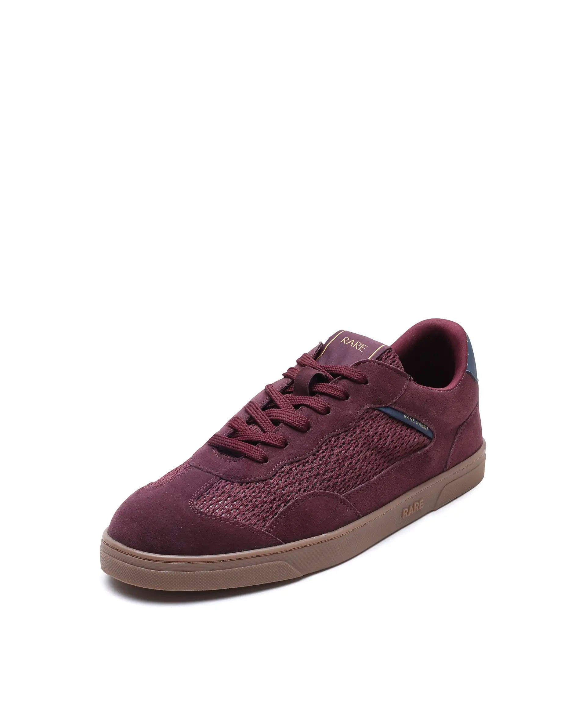 RAREZ Rare Rabbit Men's Zibot Burgundy Suede Sneaker