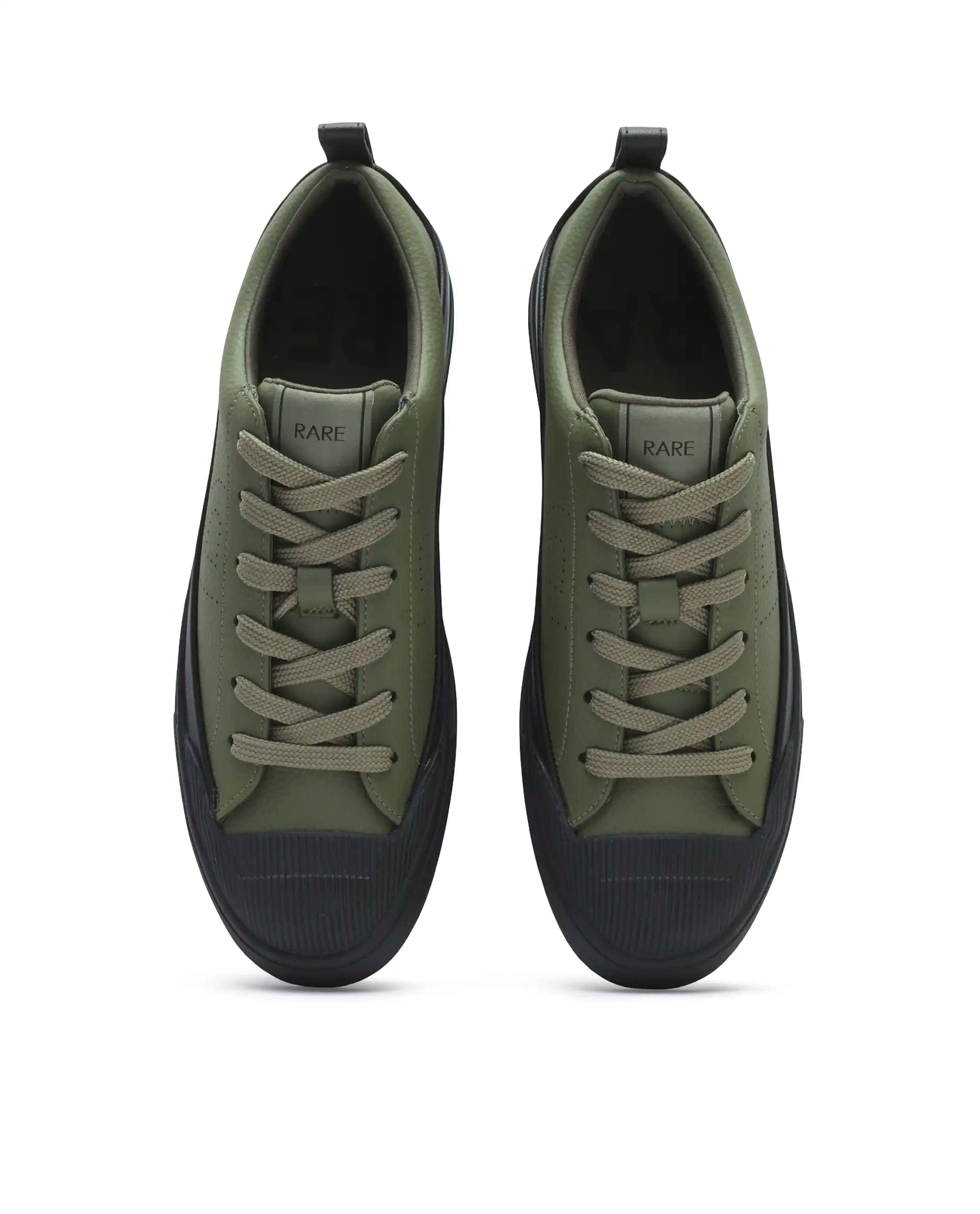 RAREZ Rare Rabbit Men's Sauron Wave 24 Dark Olive Micro Leather Sneaker