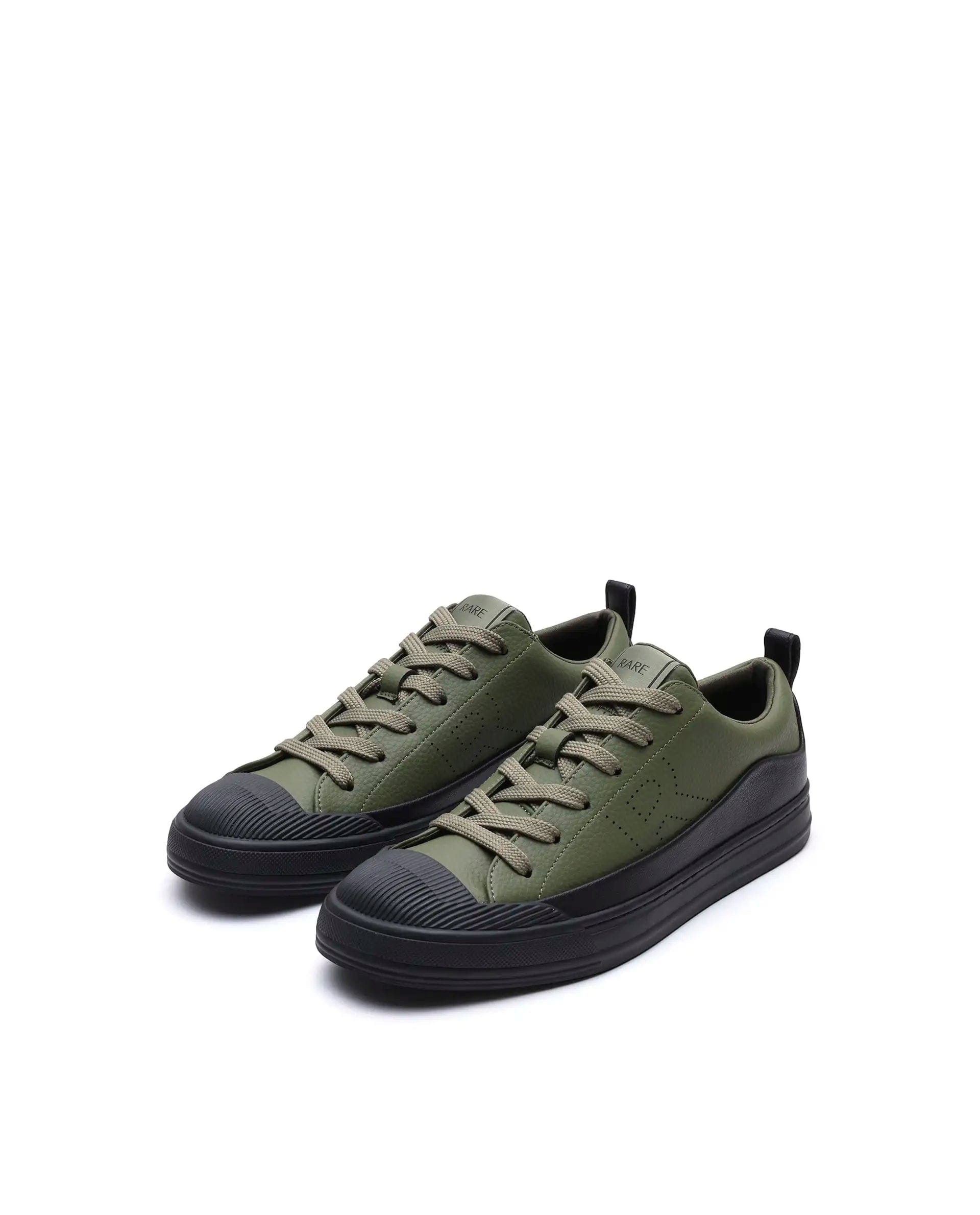 RAREZ Rare Rabbit Men's Sauron Wave 24 Dark Olive Micro Leather Sneaker