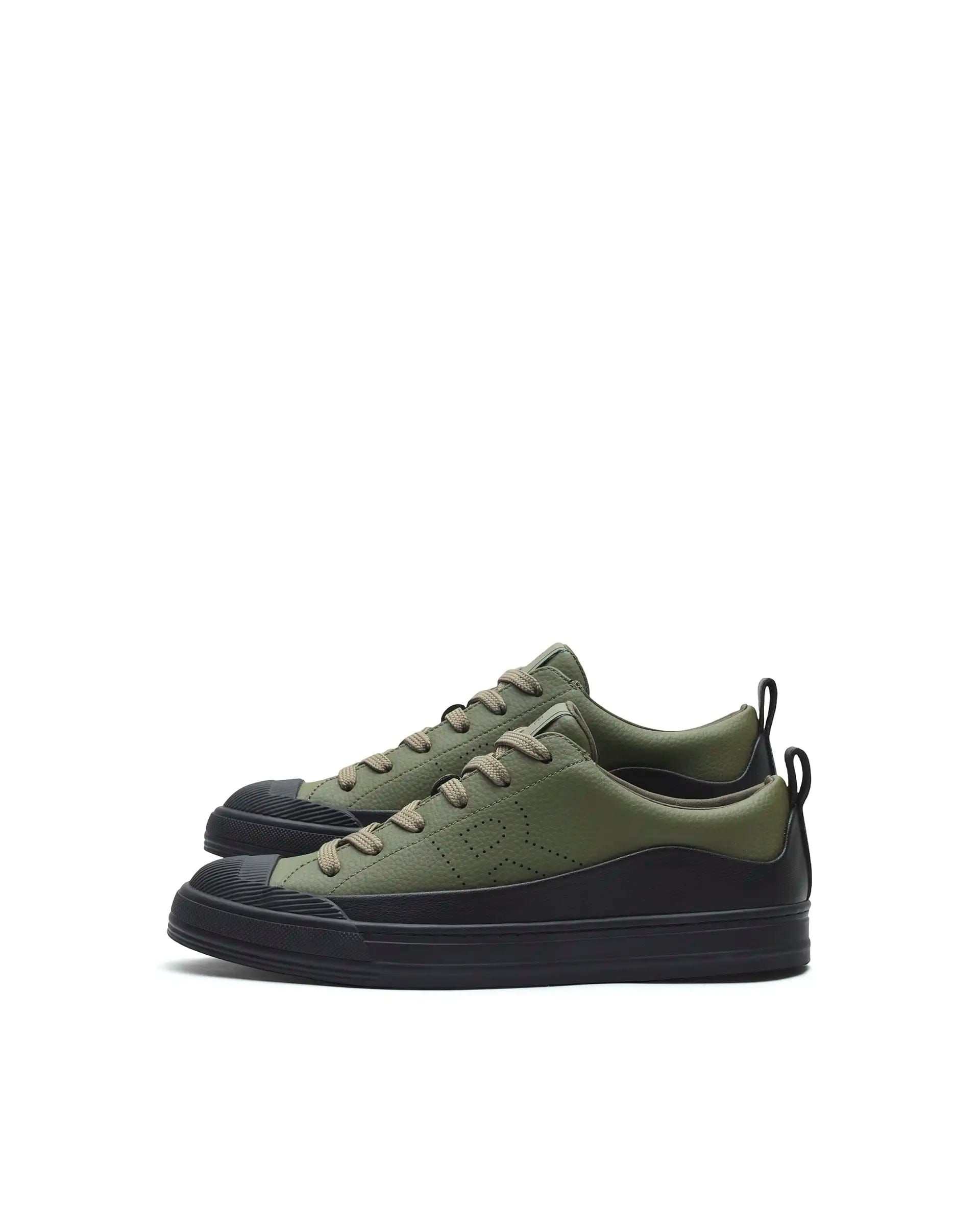 RAREZ Rare Rabbit Men's Sauron Wave 24 Dark Olive Micro Leather Sneaker