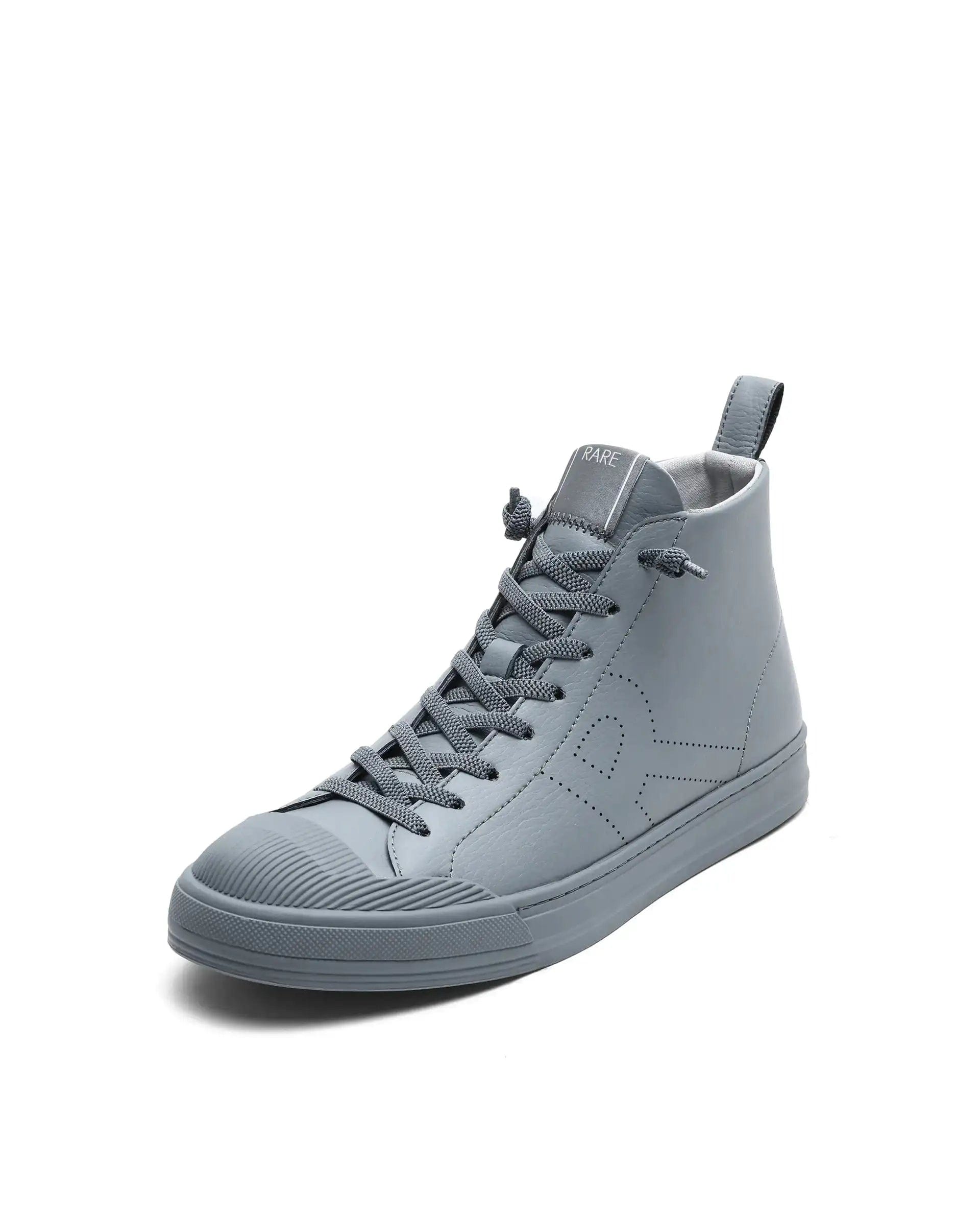 RAREZ Rare Rabbit Men's Sauron Hi 25 Dark Grey Micro Leather Sneaker