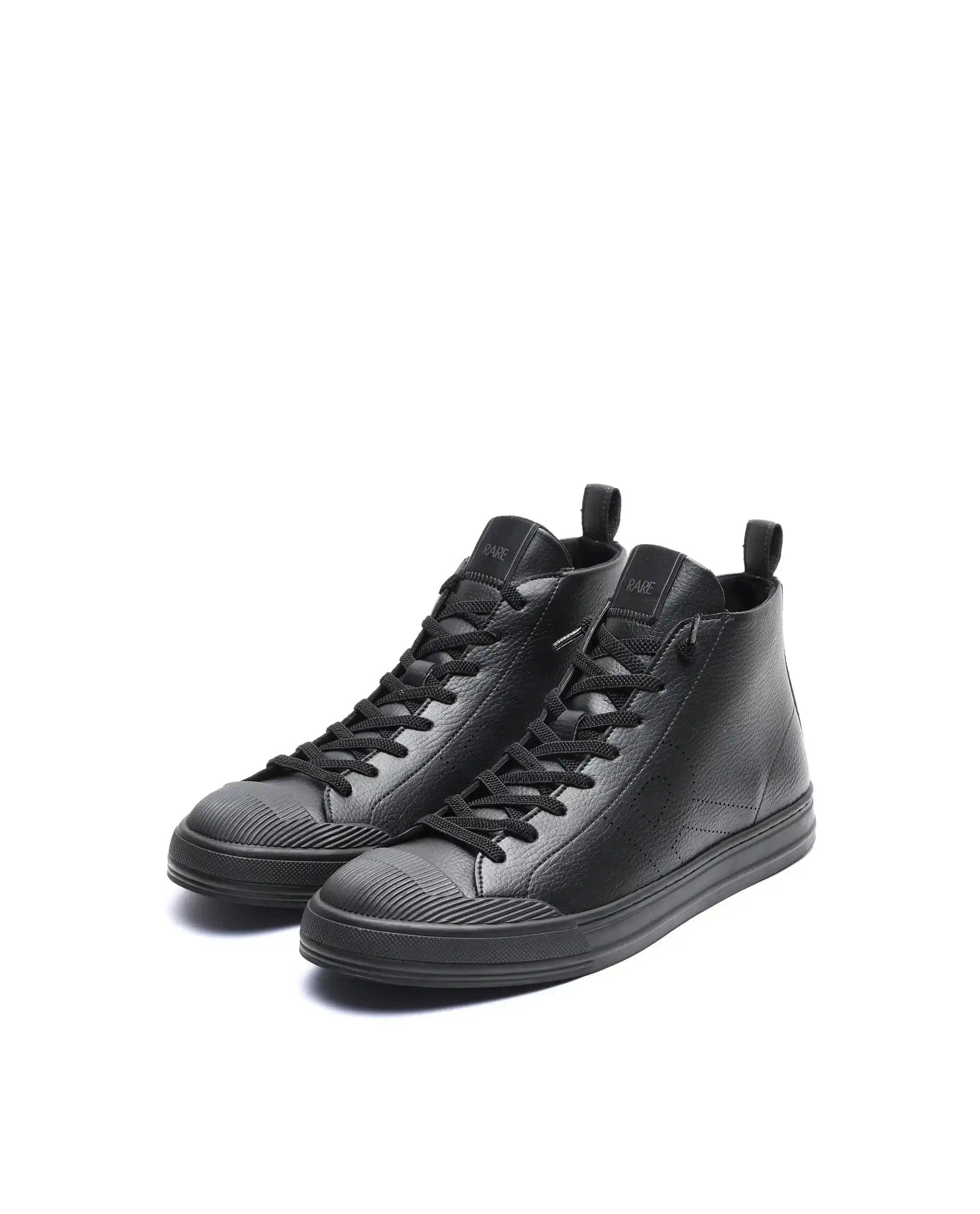 RAREZ Rare Rabbit Men's Sauron Hi 25 Black Micro Leather Sneaker