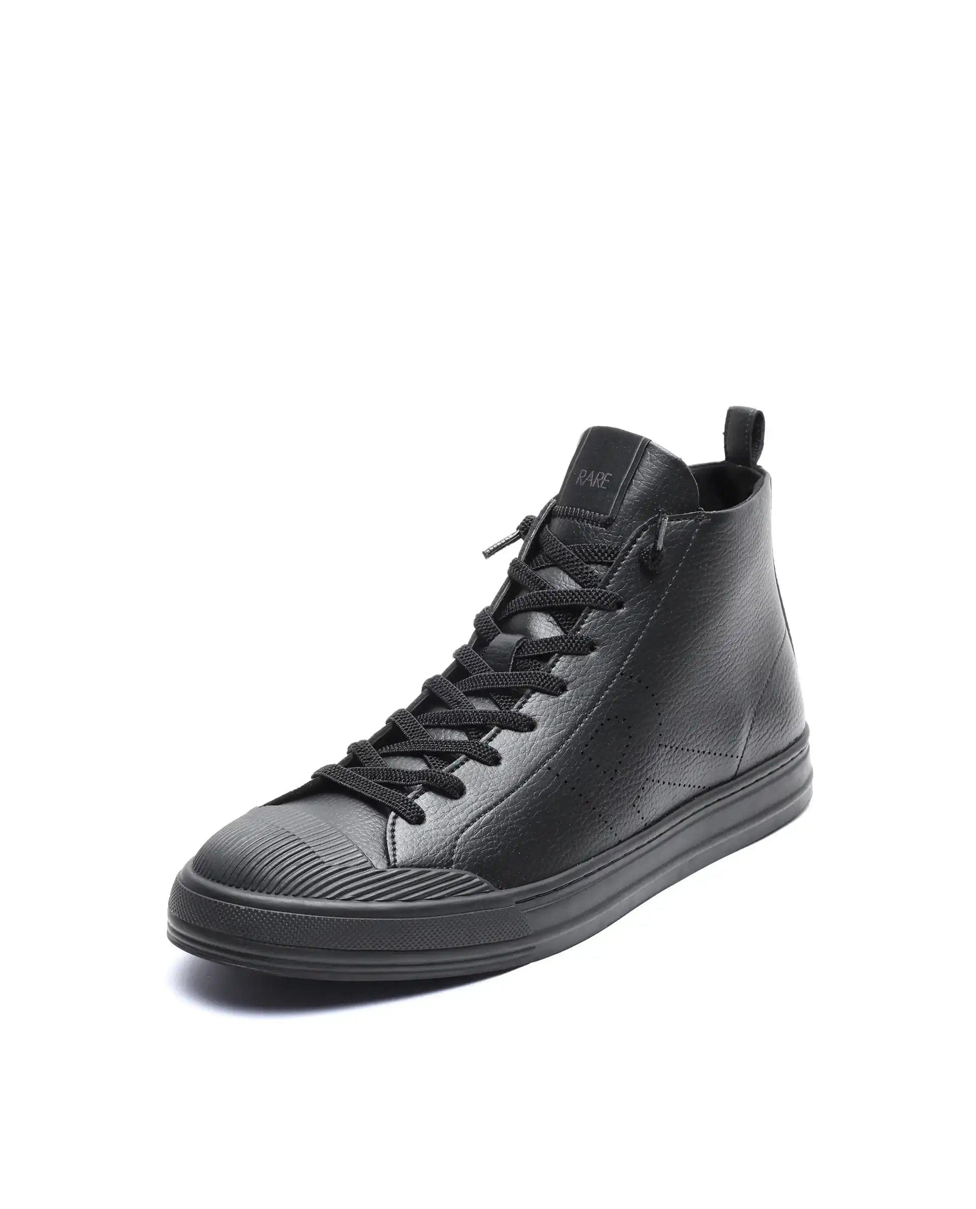 RAREZ Rare Rabbit Men's Sauron Hi 25 Black Micro Leather Sneaker