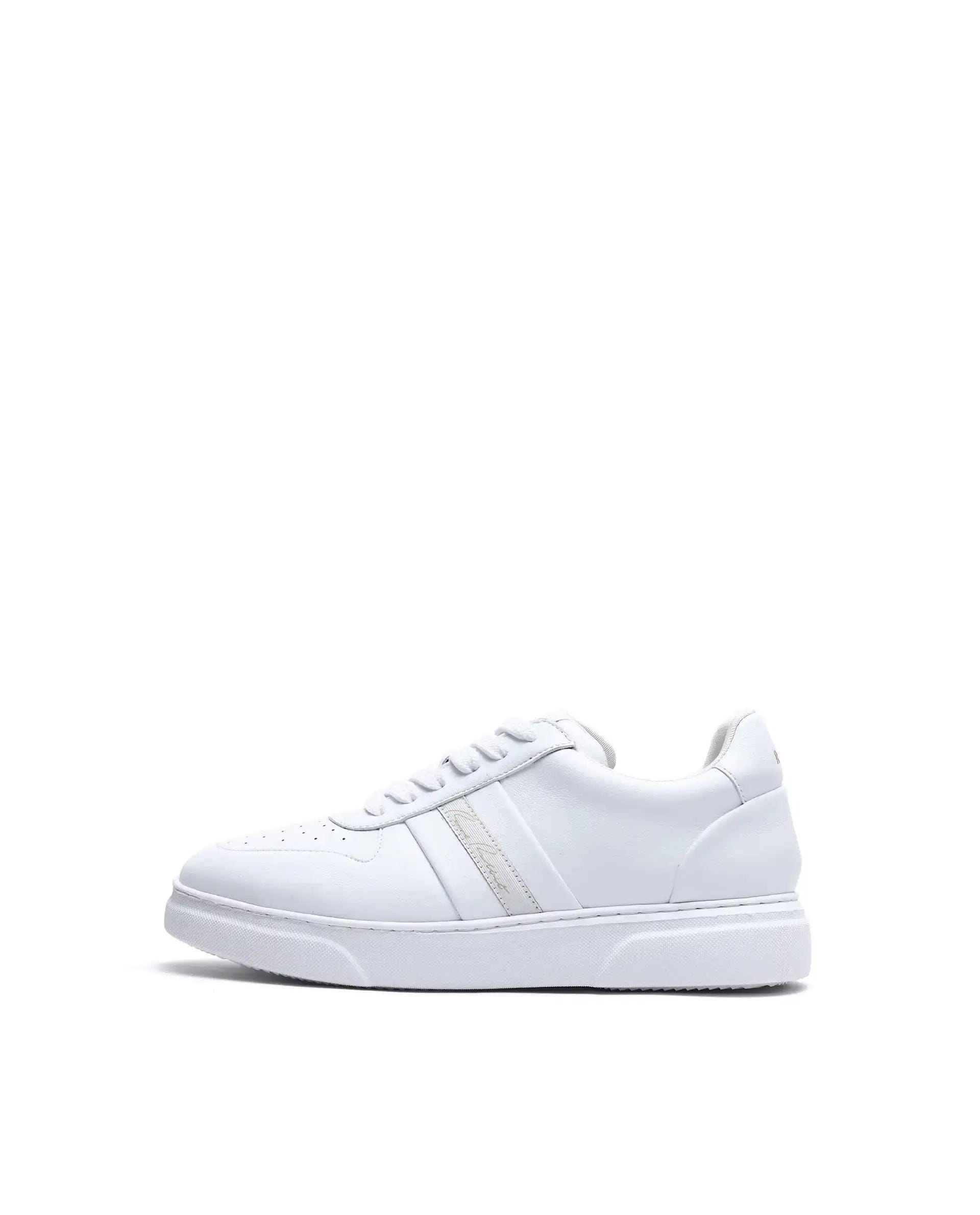 RAREZ Rare Rabbit Men's Pulse White Micro Leather Sneaker