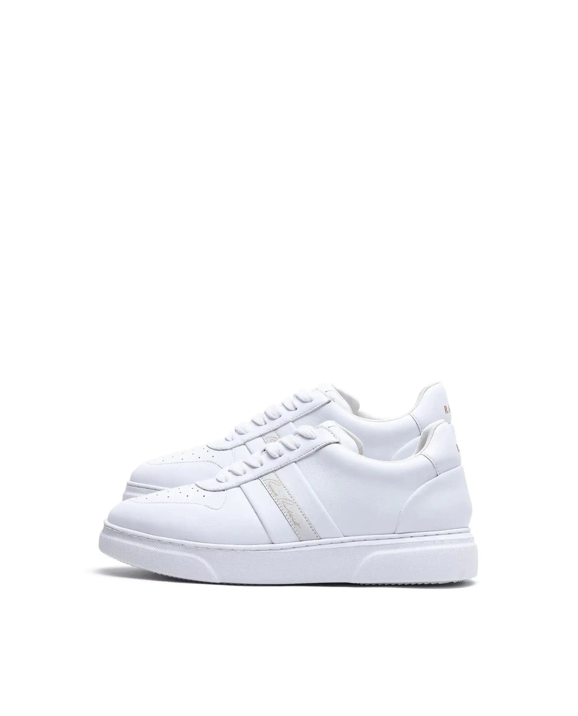 RAREZ Rare Rabbit Men's Pulse White Micro Leather Sneaker