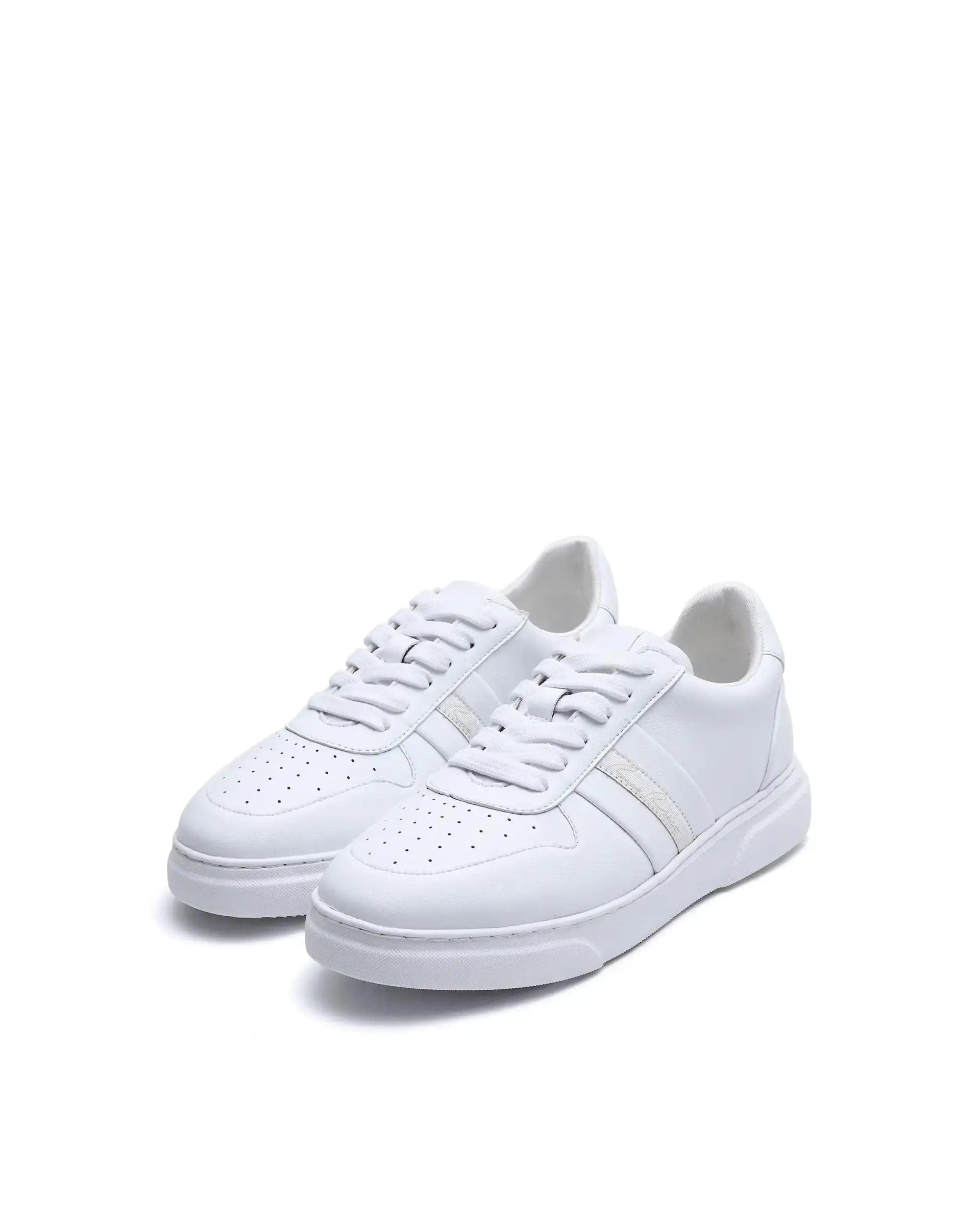 RAREZ Rare Rabbit Men's Pulse White Micro Leather Sneaker