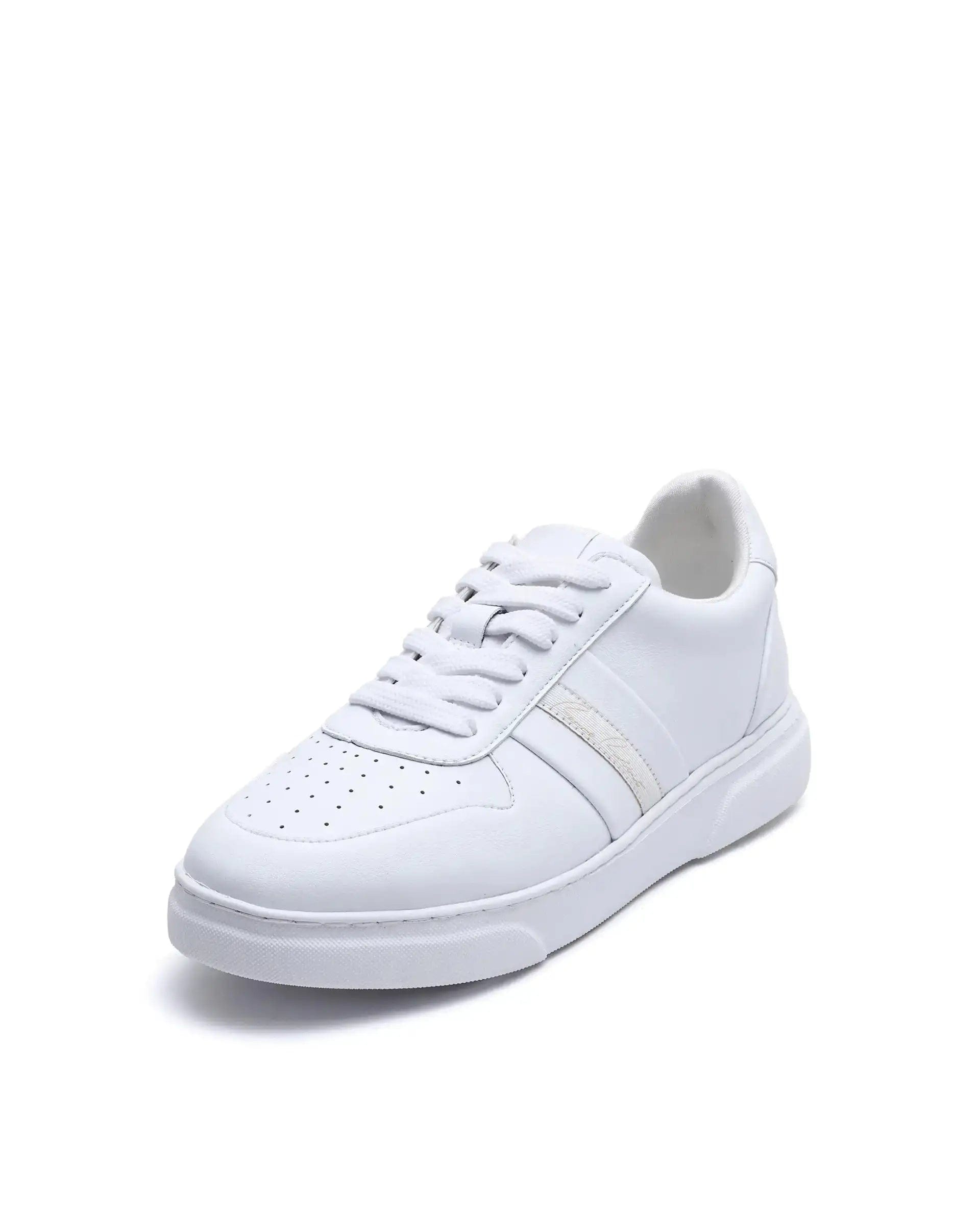 RAREZ Rare Rabbit Men's Pulse White Micro Leather Sneaker
