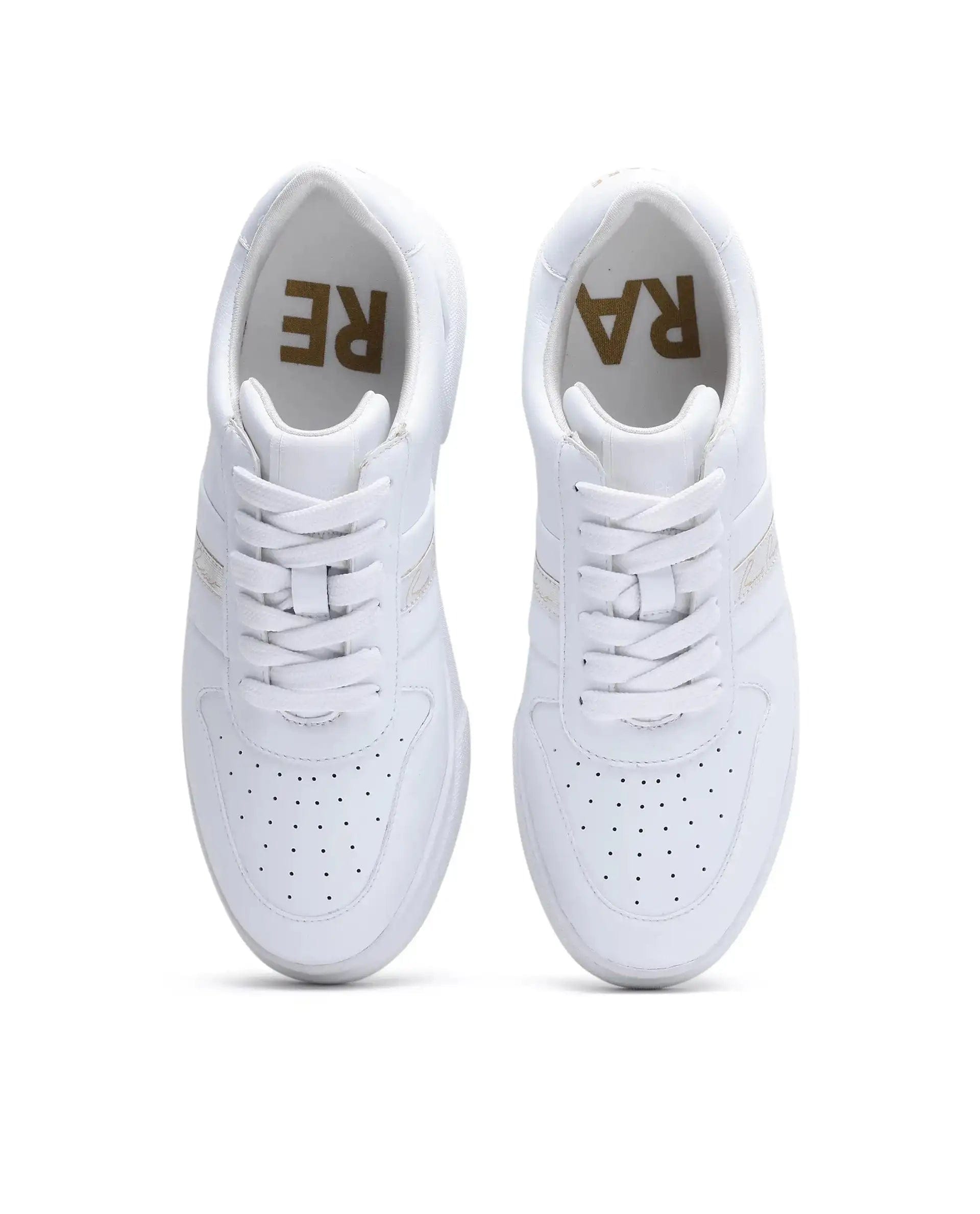 RAREZ Rare Rabbit Men's Pulse White Micro Leather Sneaker