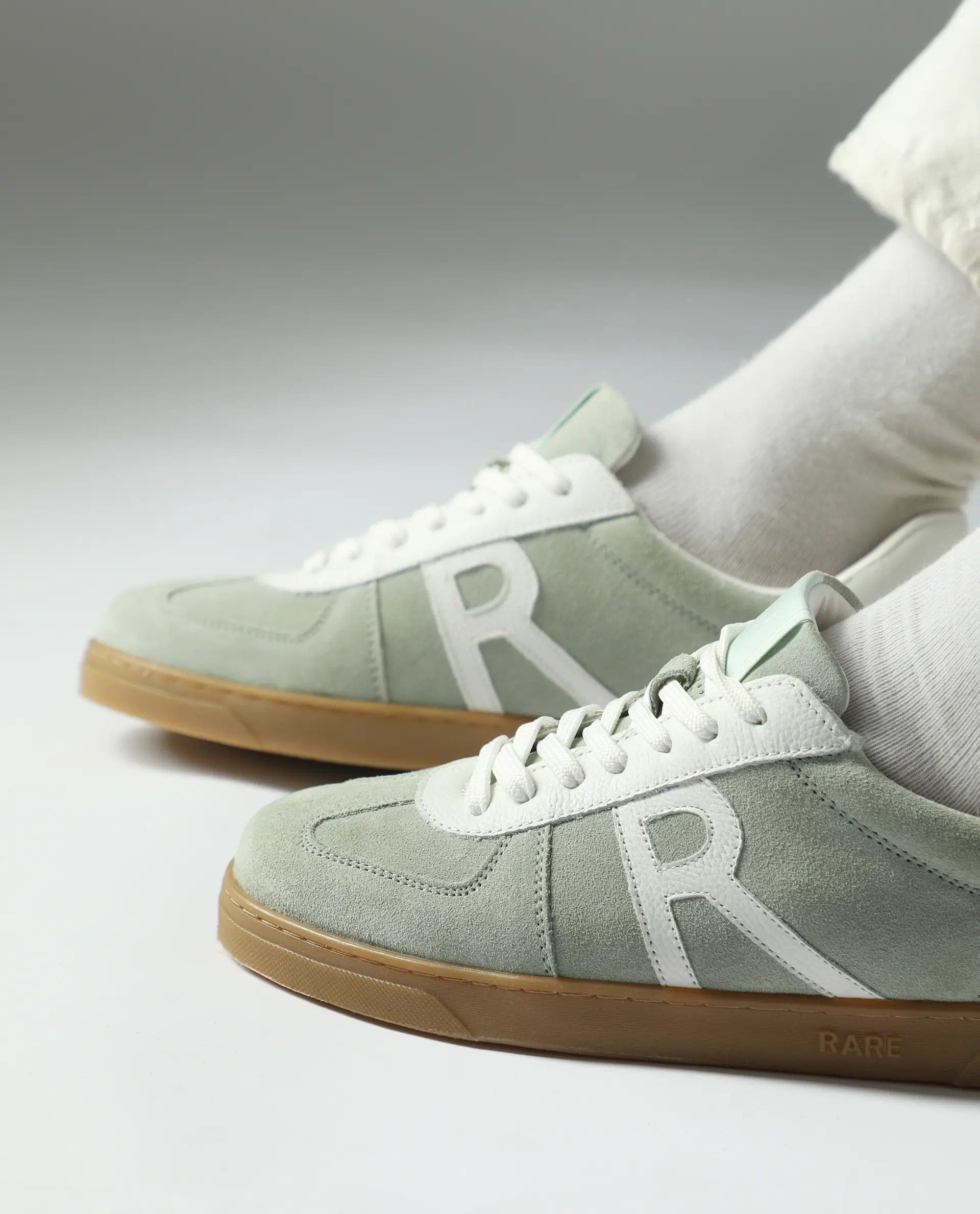 RAREZ Rare Rabbit Men's Greg Light Sage Lace - Up Closure Suede Sneaker