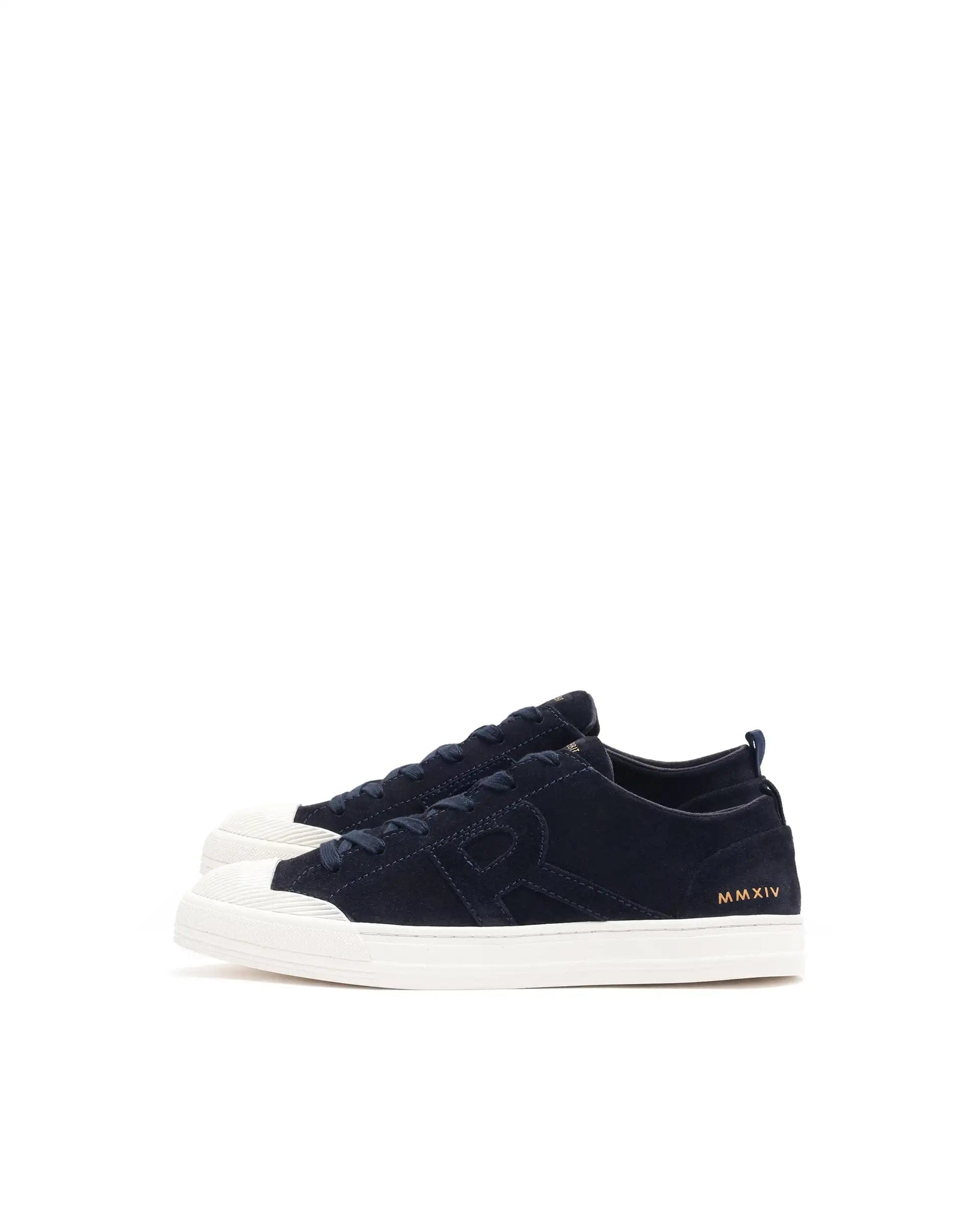 RAREZ Rare Rabbit Mens Sauron Navy Round Toe Premium Suede Lace Up Low Top Sneaker Shoes