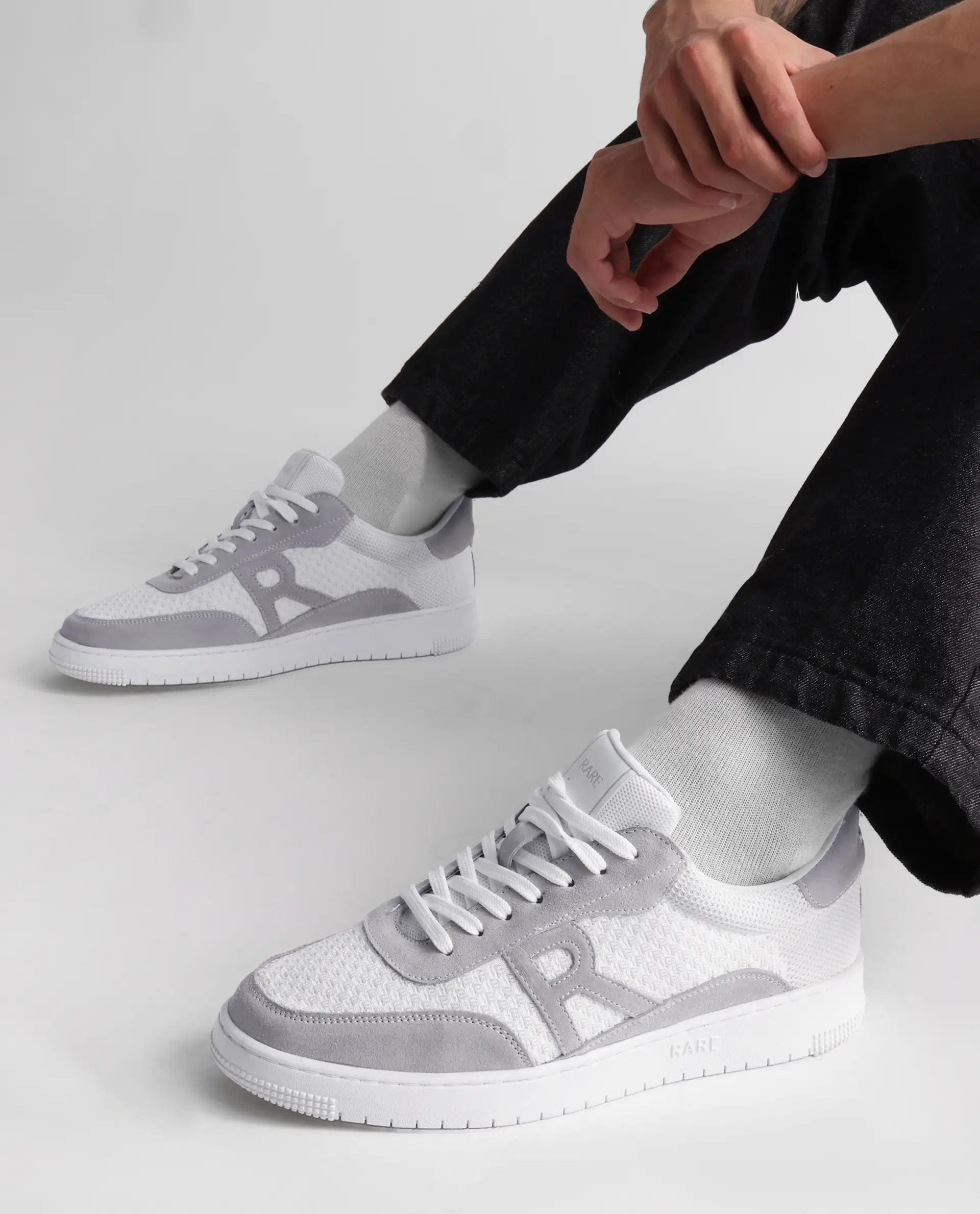 RAREZ Rare Rabbit Men's Flint White Leather Lace - Up Closure Sneaker
