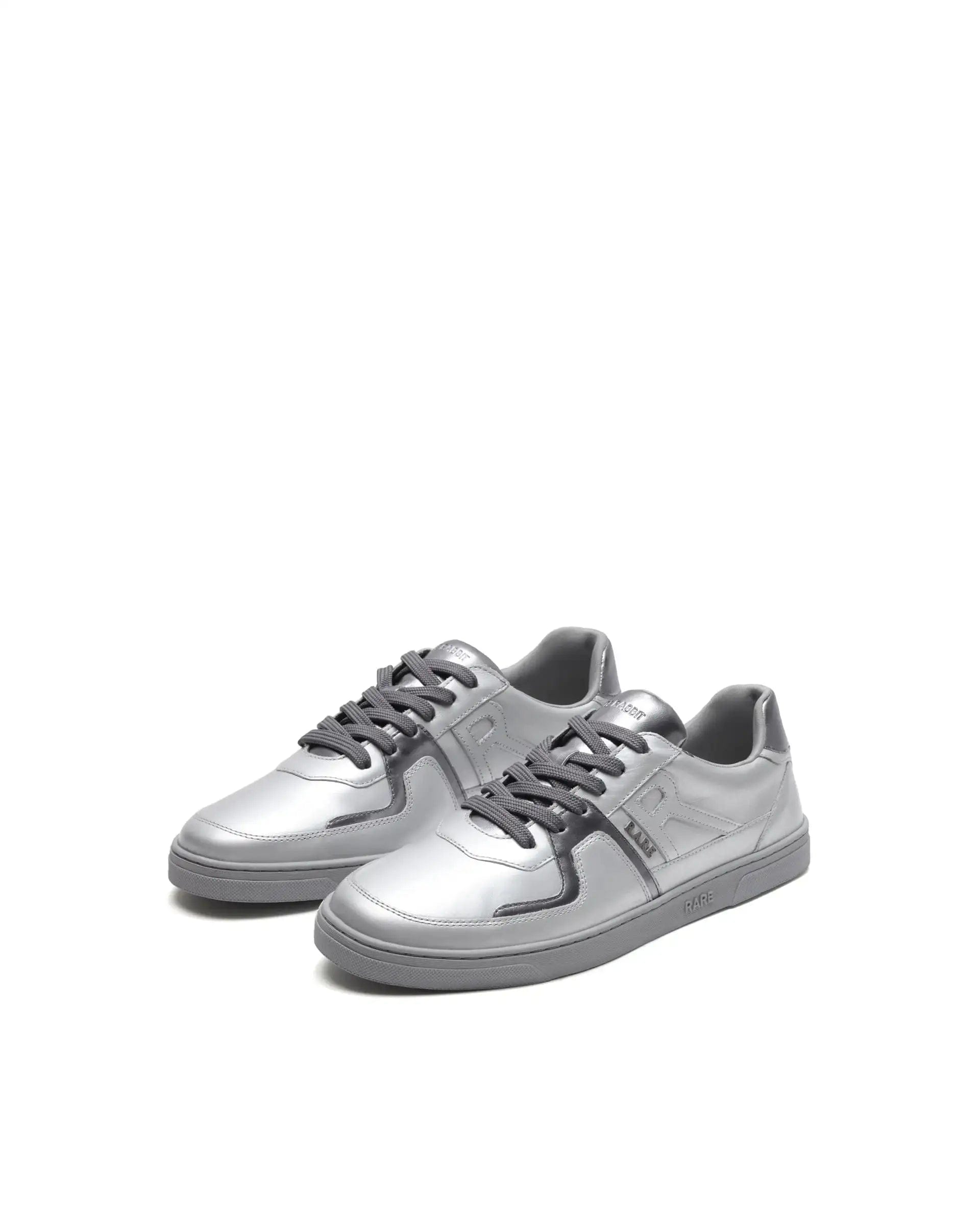 RAREZ Rare Rabbit Men's Pegasus Silver Leather Lace - Up Closure Sneaker