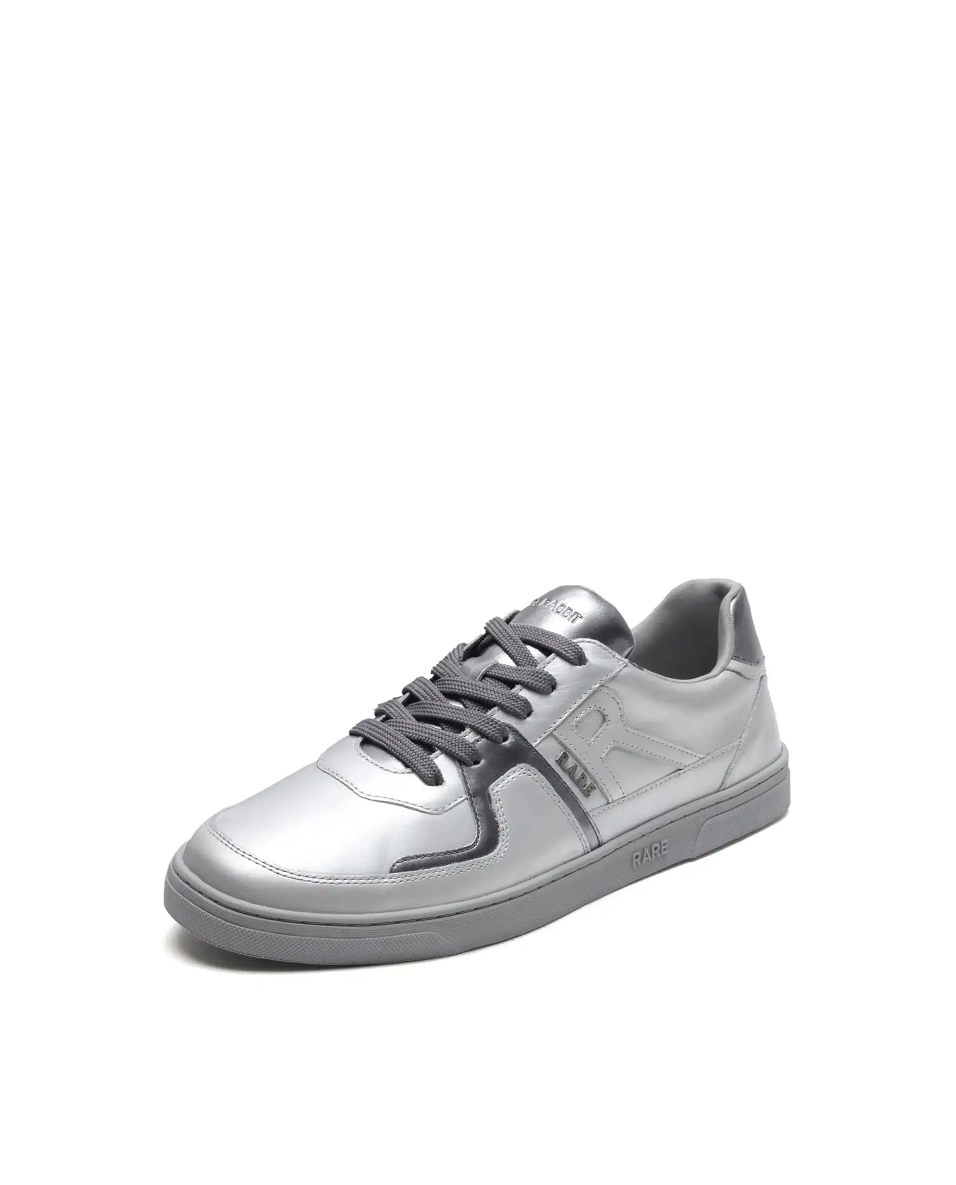 RAREZ Rare Rabbit Men's Pegasus Silver Leather Lace - Up Closure Sneaker
