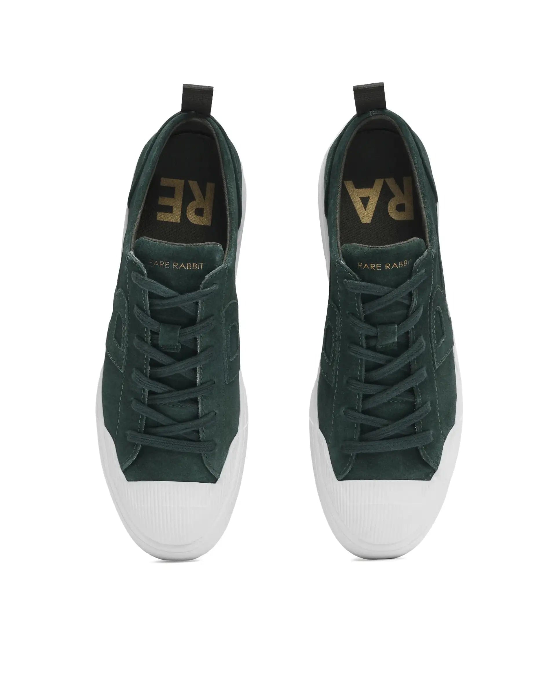 RAREZ Rare Rabbit Men Sauron Green Round Toe Premium Suede Lace Up Low Top Sneaker Shoes