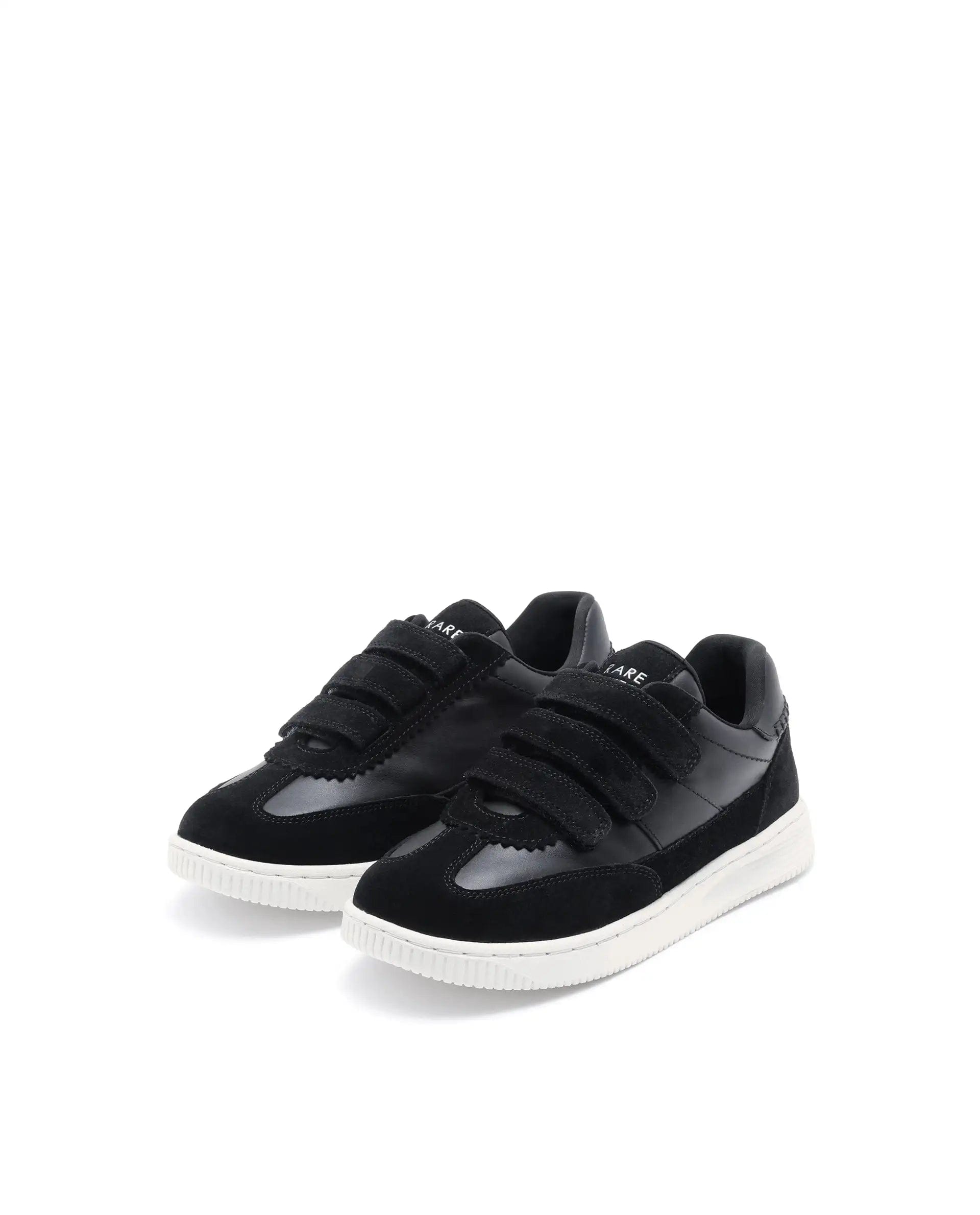 RAREZ Rare Ones Kids Walc Black Leather Riptape Fastening Sneaker