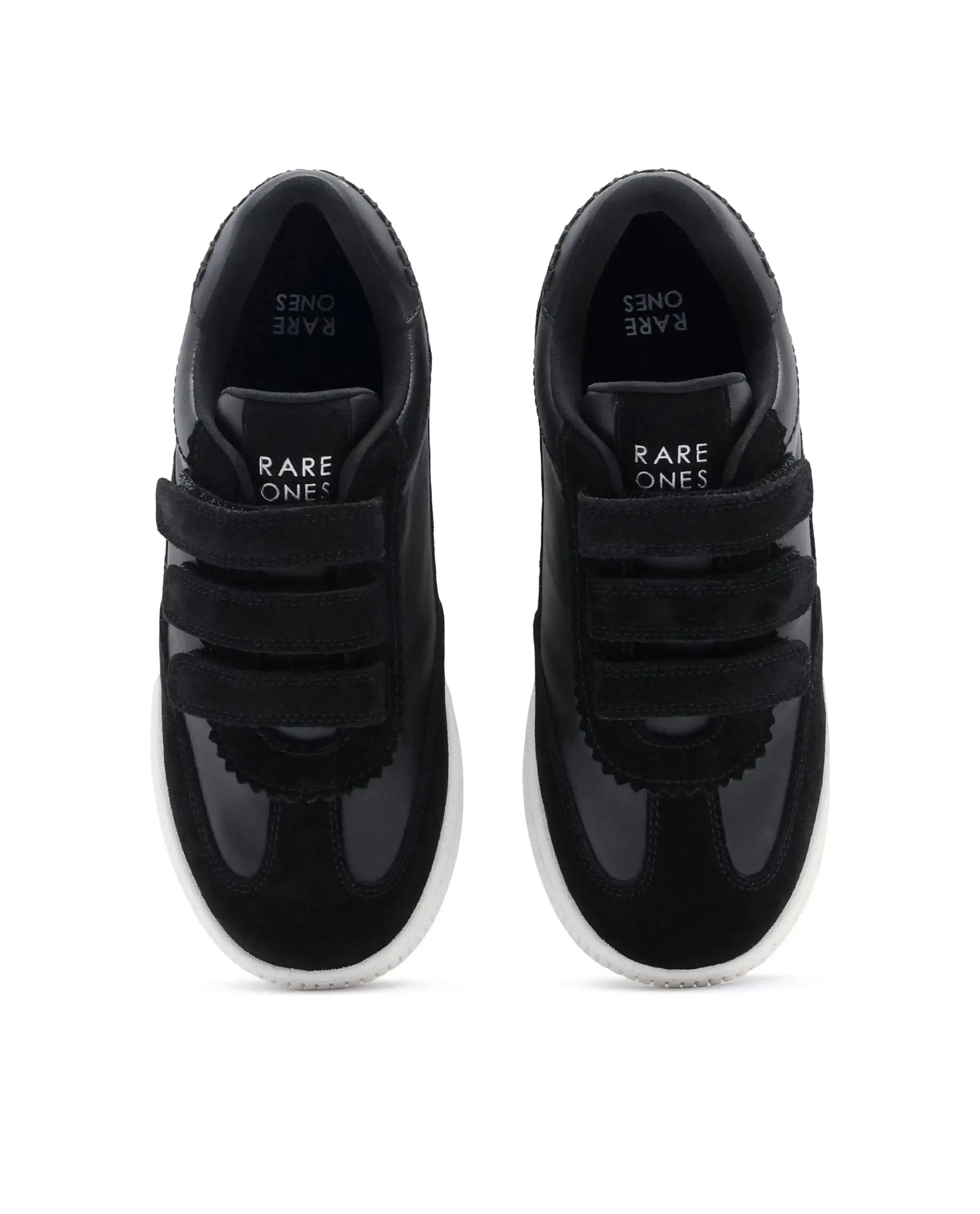 RAREZ Rare Ones Kids Walc Black Leather Riptape Fastening Sneaker