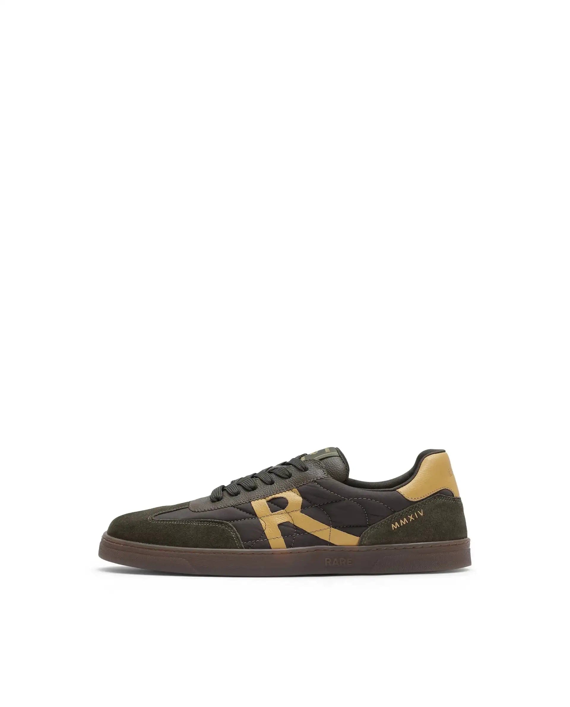 RAREZ Rare Rabbit Men Atlas Olive Genuine Suede And Parachute Dual Tone Lace - Up Sneaker Shoes