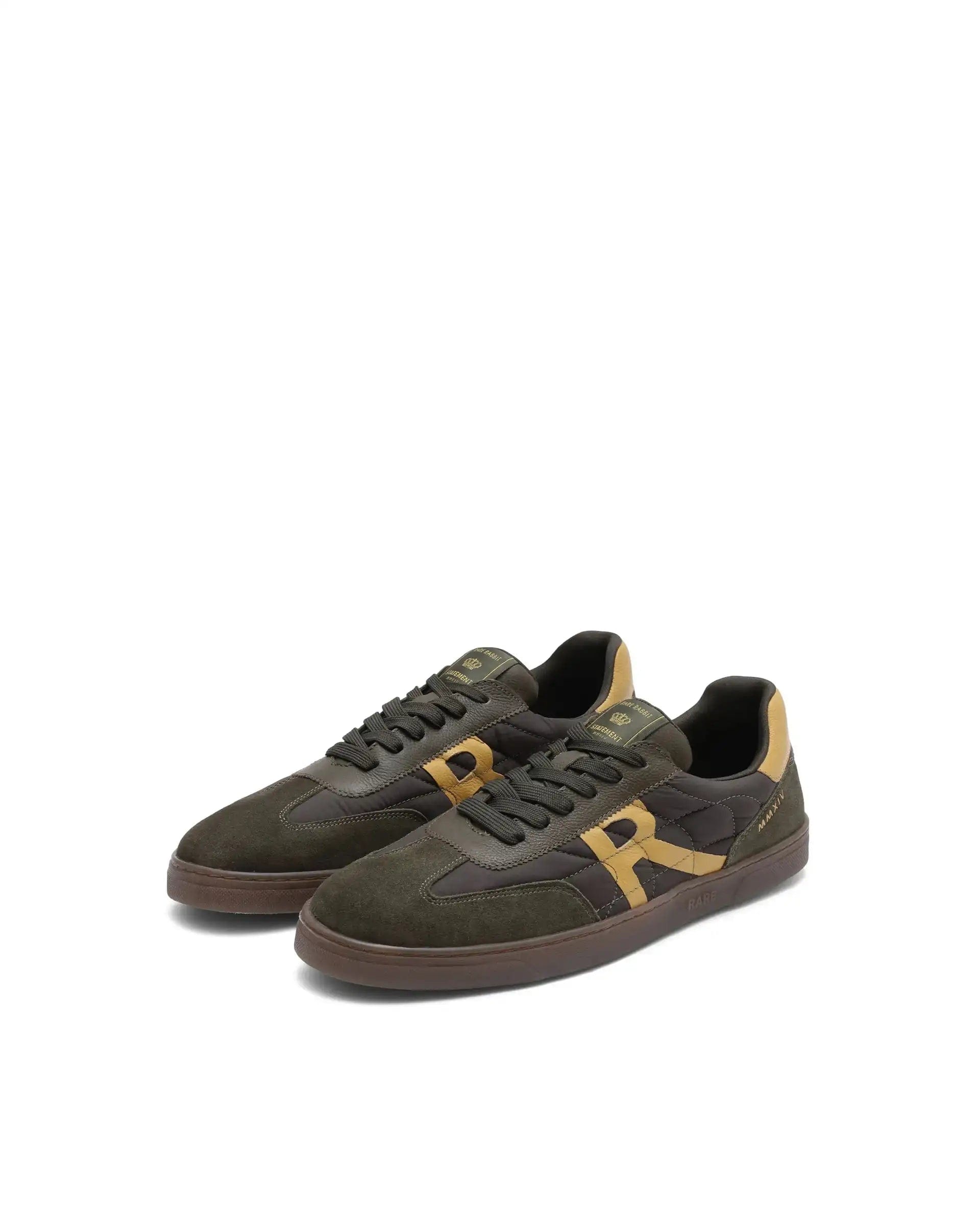 RAREZ Rare Rabbit Men Atlas Olive Genuine Suede And Parachute Dual Tone Lace - Up Sneaker Shoes