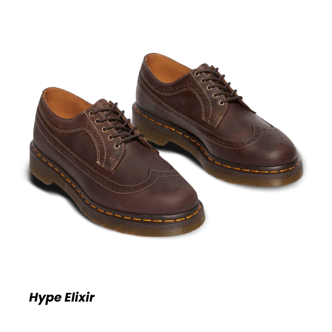 Dr Martens 3989 Crazy Horse Leather Brogue Shoes Dark Brown