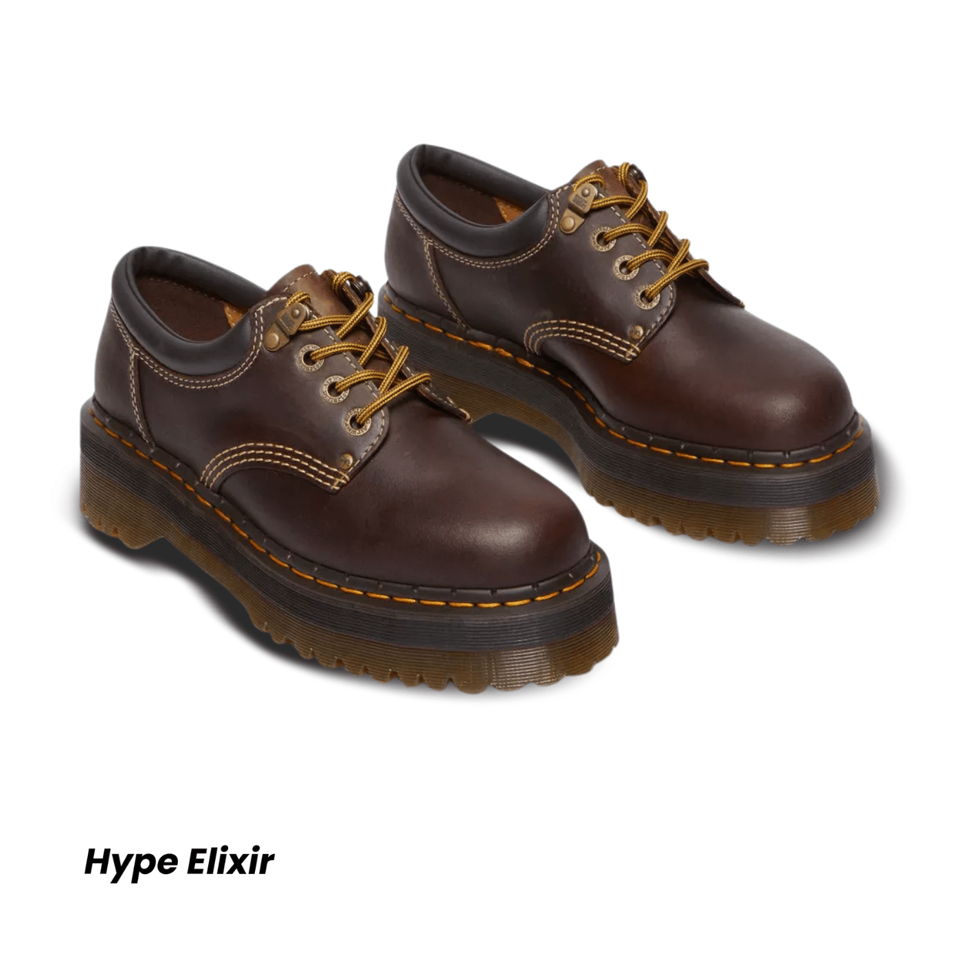 Dr Martens 8053 Arc Crazy Horse Leather Platform Casual Shoes Dark Brown