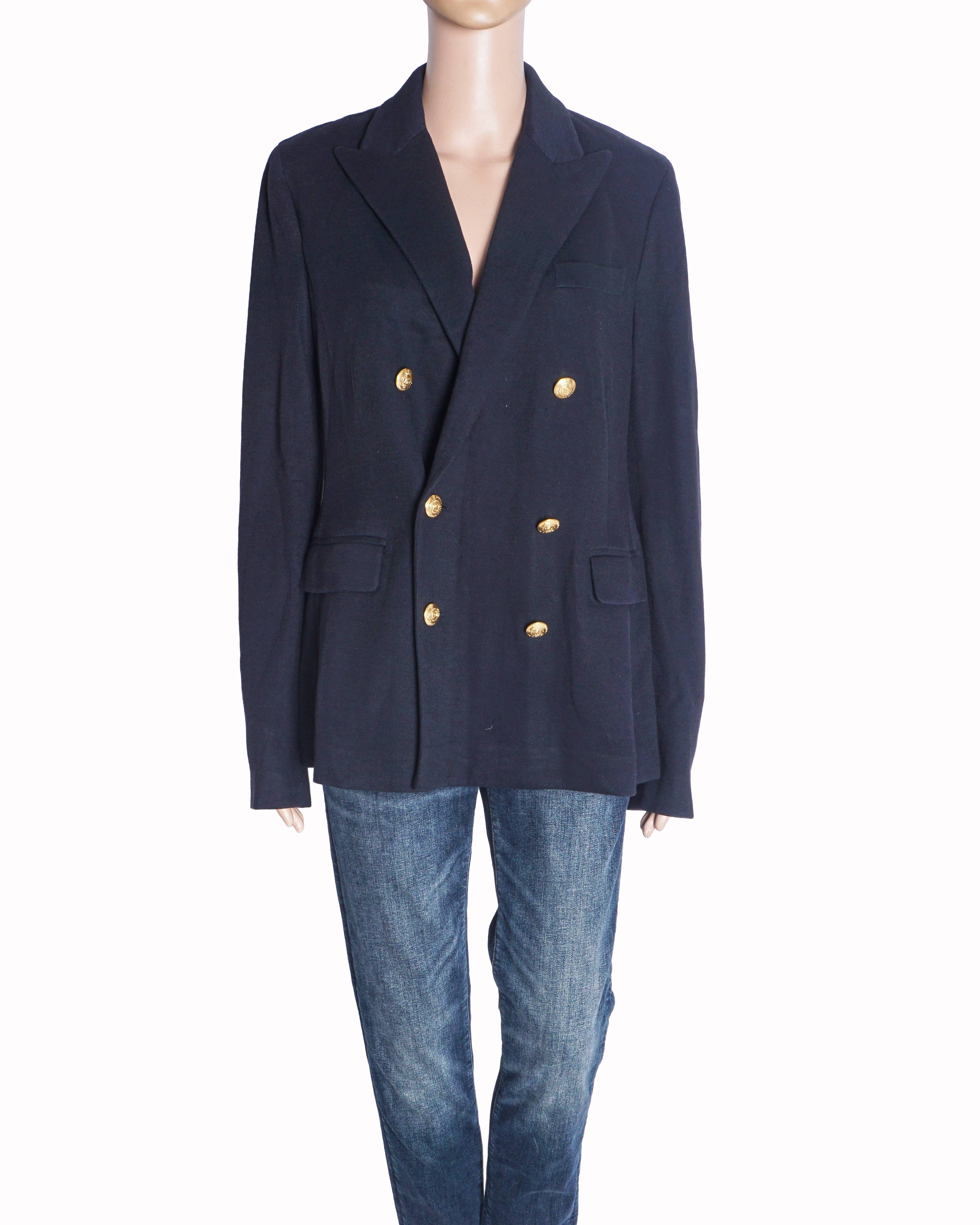 Ralph Lauren Polo Ralph Lauren Navy Double - Breasted Knit Blazer