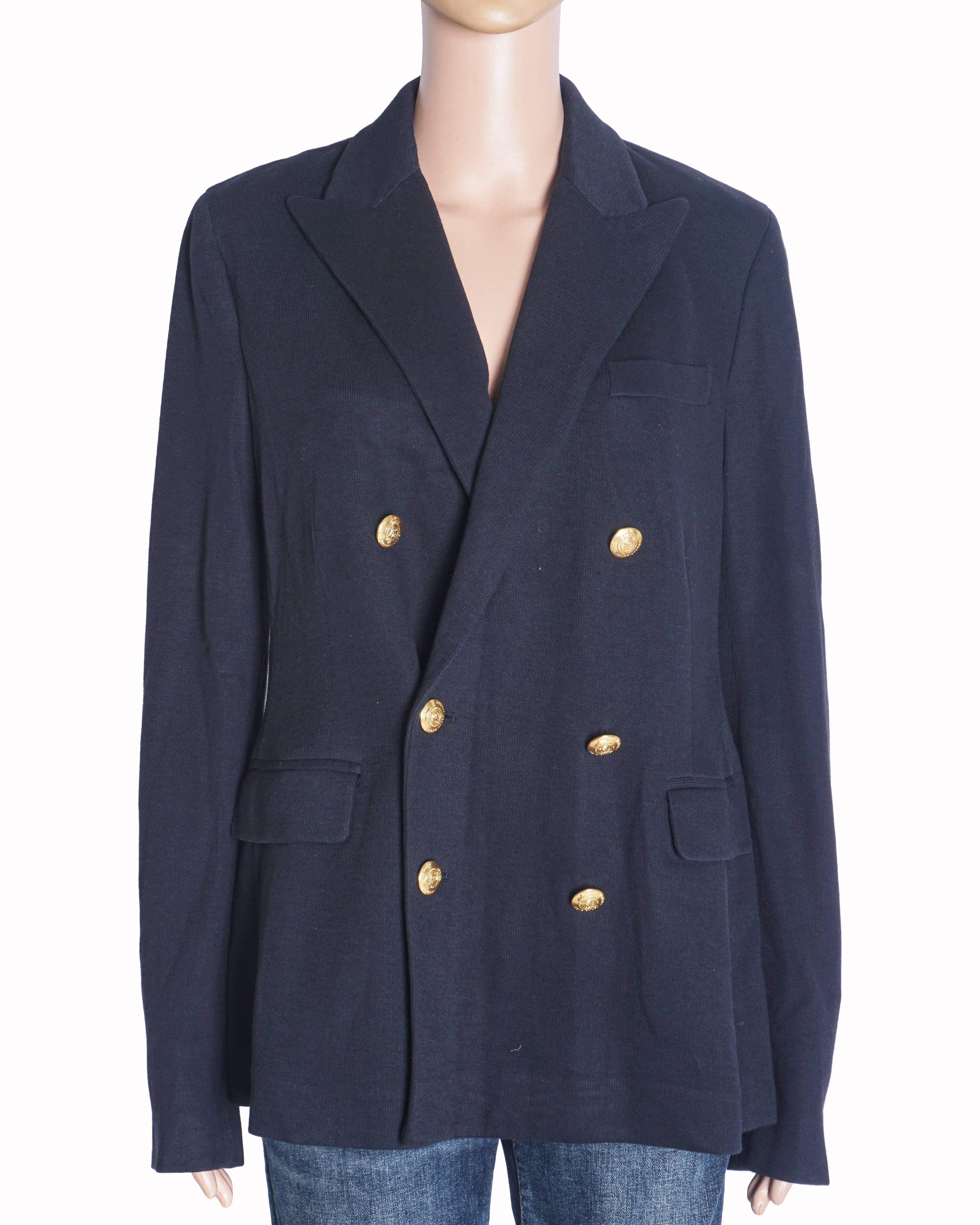Ralph Lauren Polo Ralph Lauren Navy Double - Breasted Knit Blazer