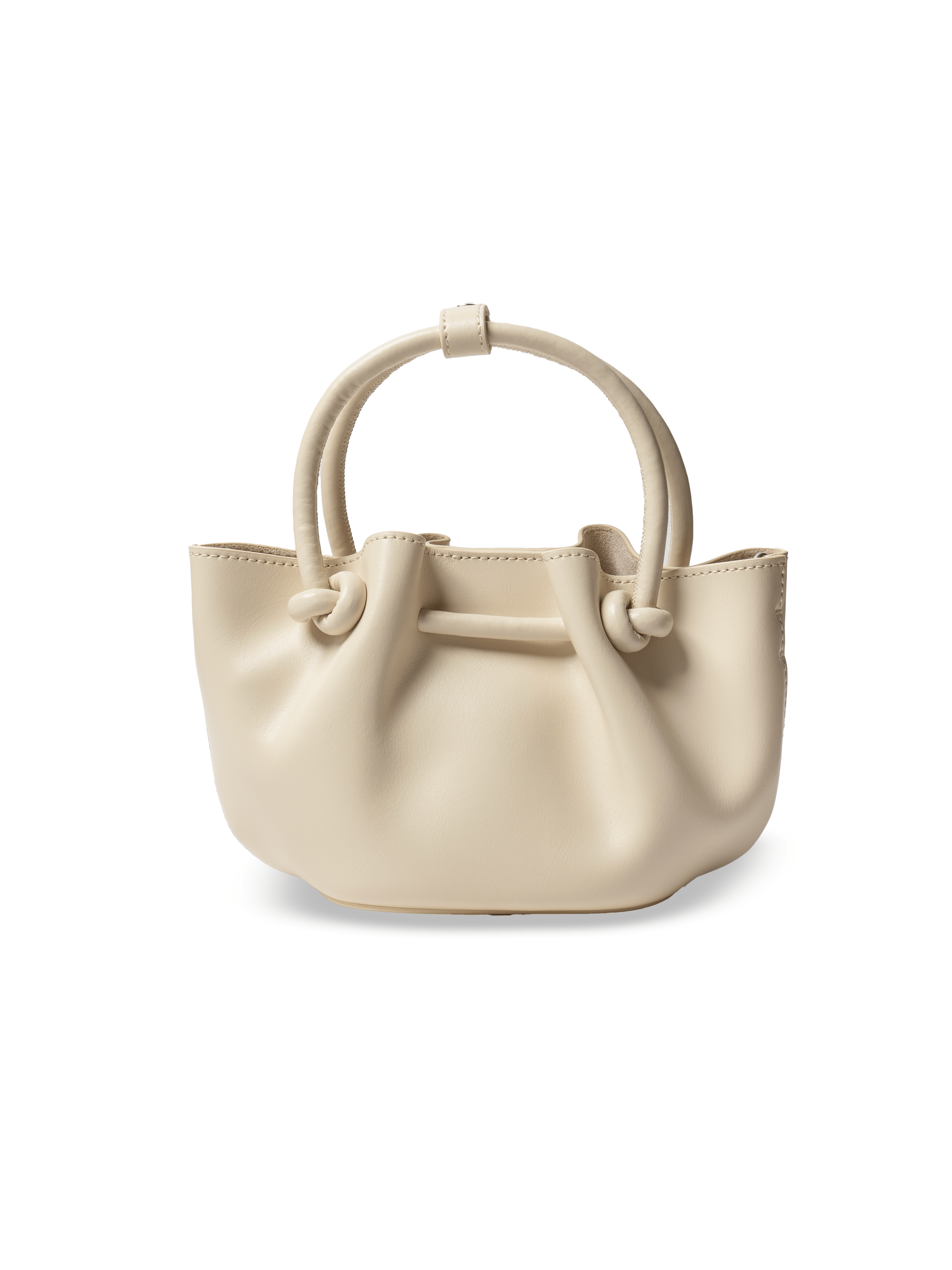 Favori Corda - Ladies Leather Handbag With Knotted Handle I Ivory